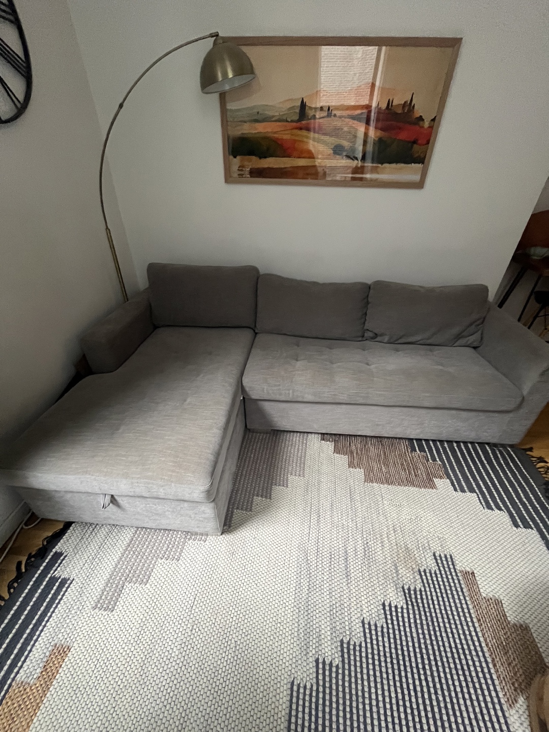 Gray Sectional Sofa Bed with Pull-Out Mattress - photo 2