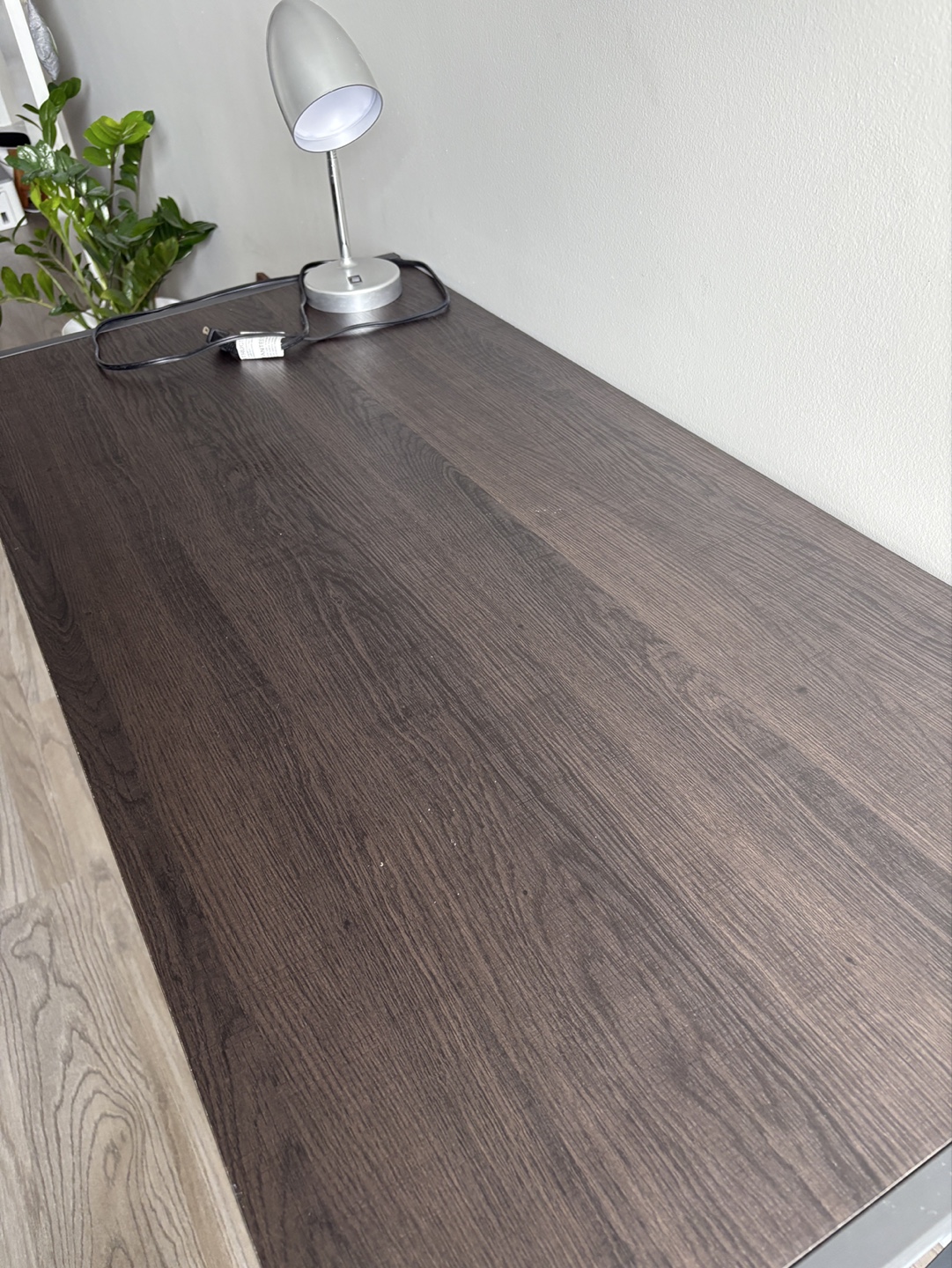 Modern Dark Wood Desk with Metal Legs