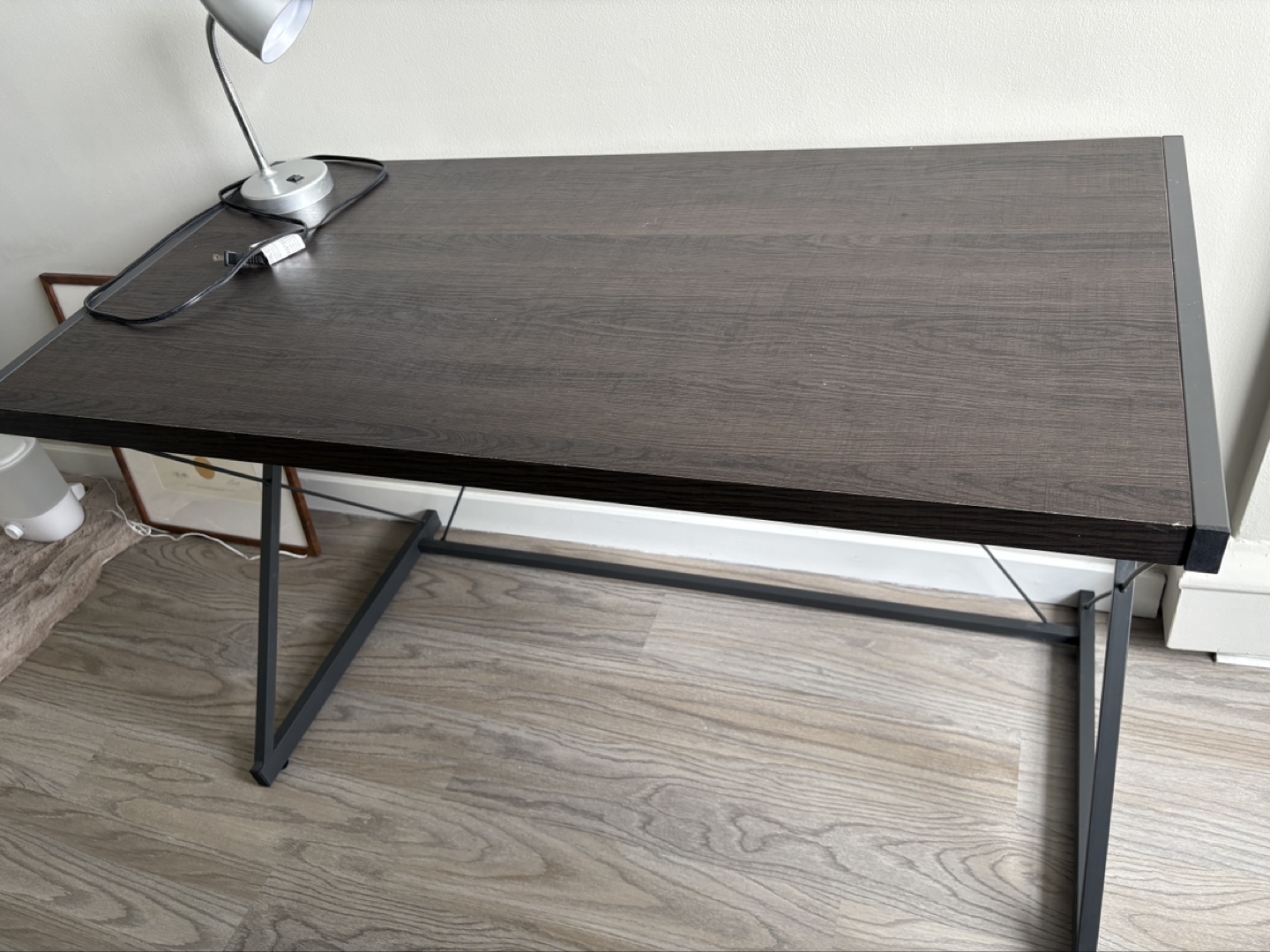 Modern Dark Wood Desk with Metal Legs - photo 3