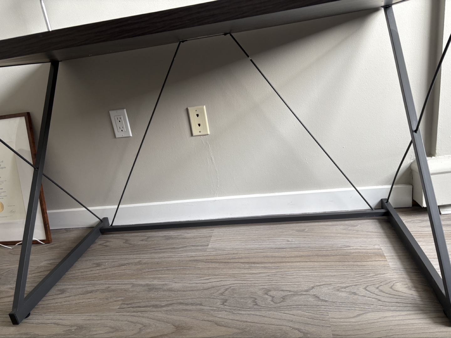 Modern Dark Wood Desk with Metal Legs - photo 2