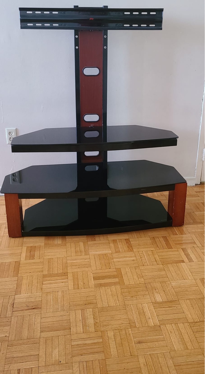 Black Glass TV Stand with Mount