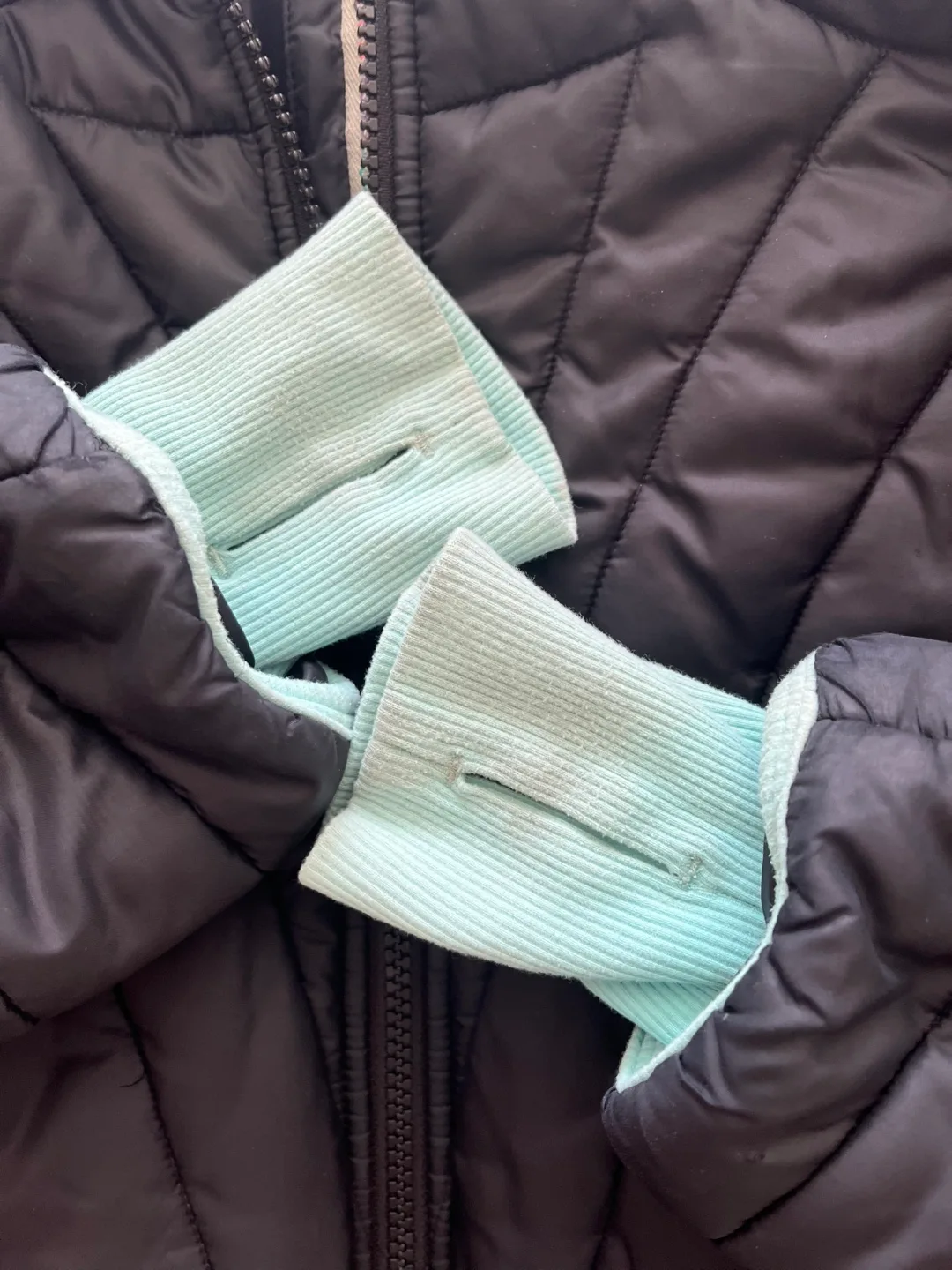 Ivivva Girls' Black Puffer Jacket with Teal Accents image indicator(6)