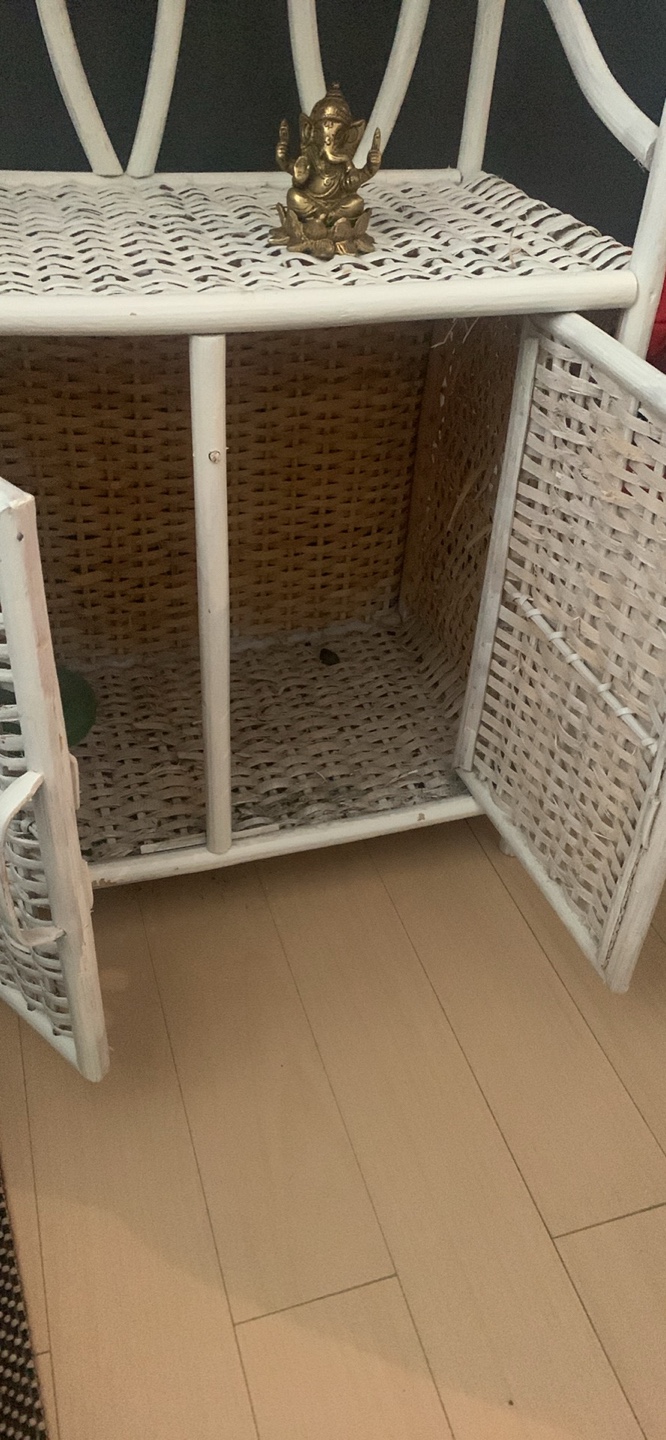 White Wicker Plant Stand with Cabinet 💚  *must go today* - photo 4
