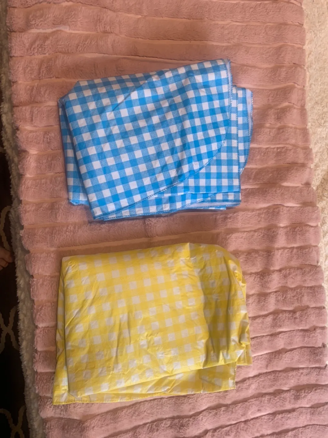 Two Outdoor Picnic Blankets - Blue and Yellow thumbnail