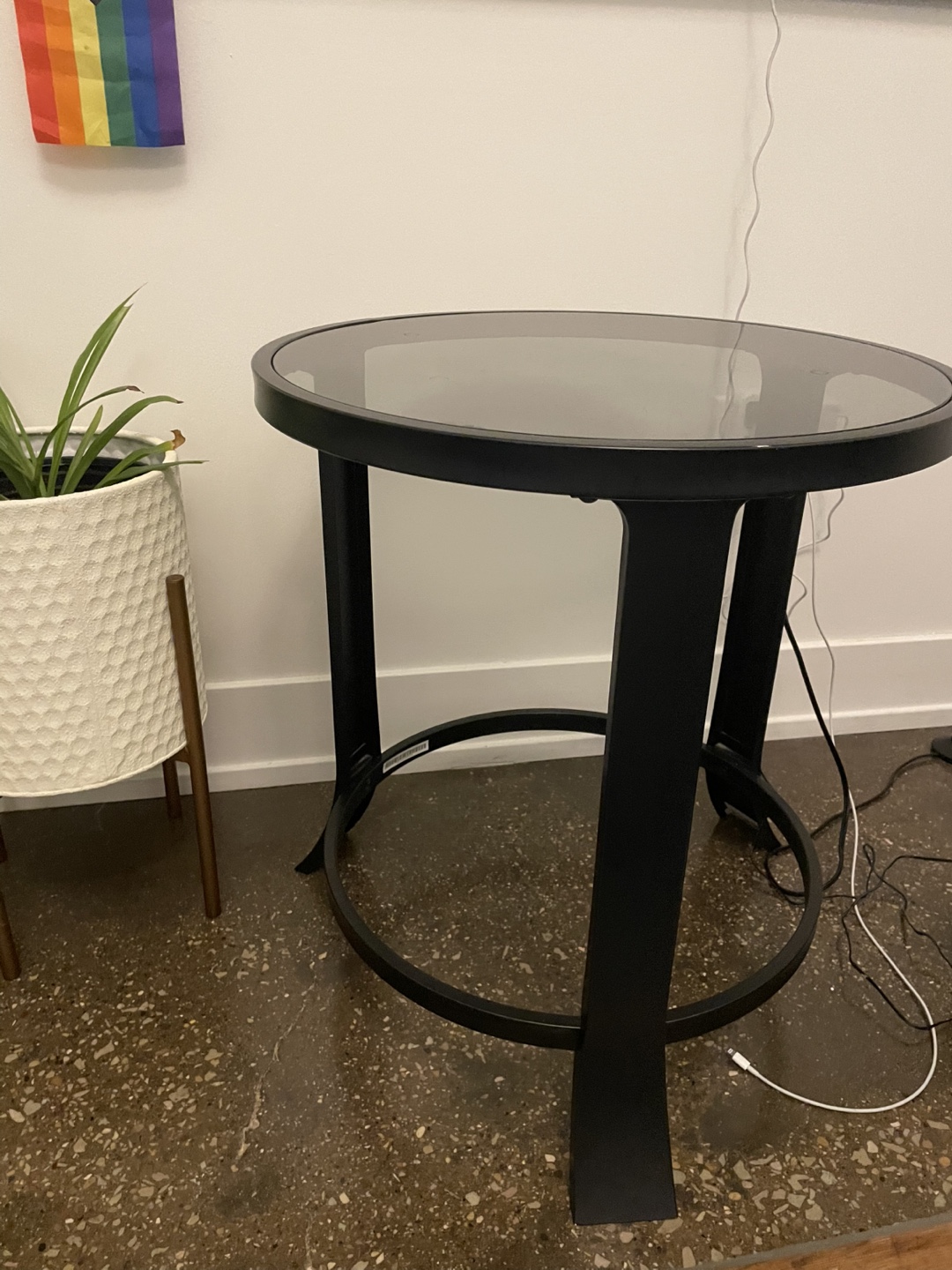 Round Glass Top Side Table - photo 2