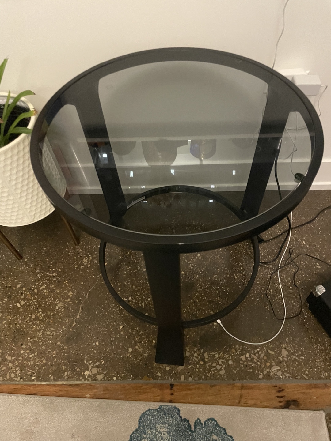 Round Glass Top Side Table - photo 3