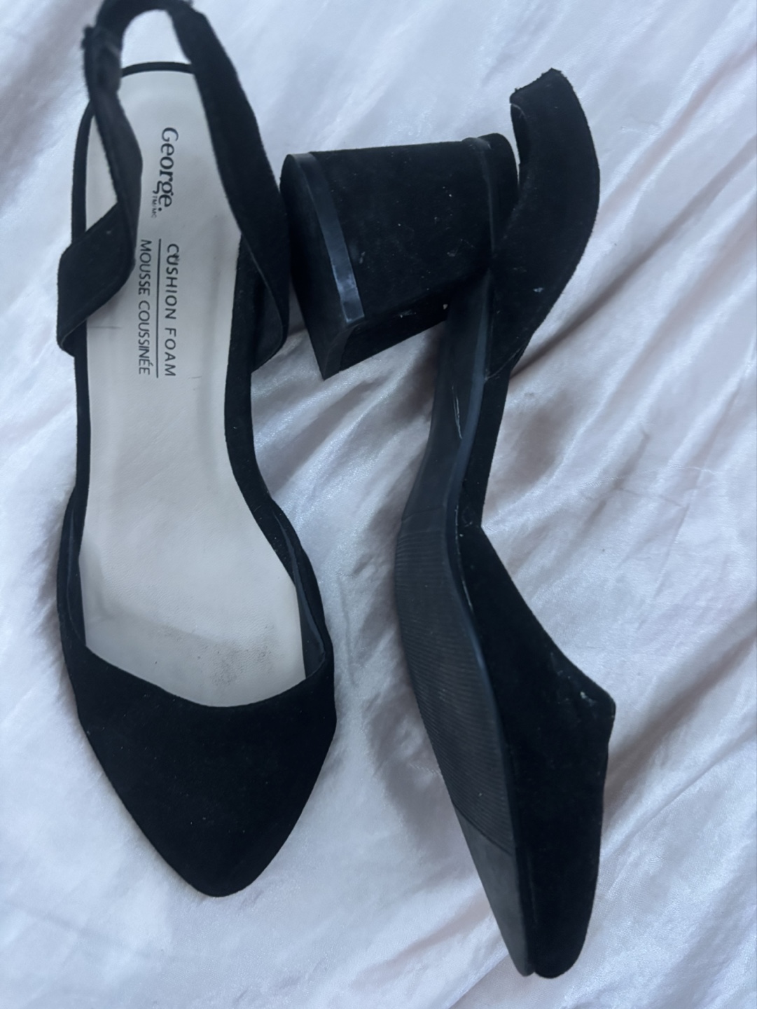 Black Suede Slingback Heels - photo 2