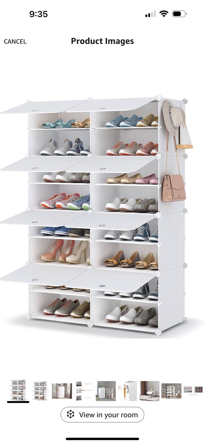 White Plastic 8-Tier Shoe Rack Organizer - photo 2