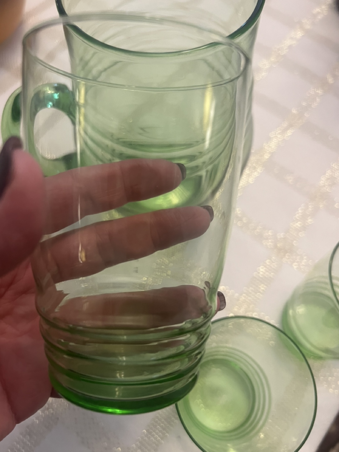 Vintage Green Glass Pitcher and Tumblers Set - photo 4