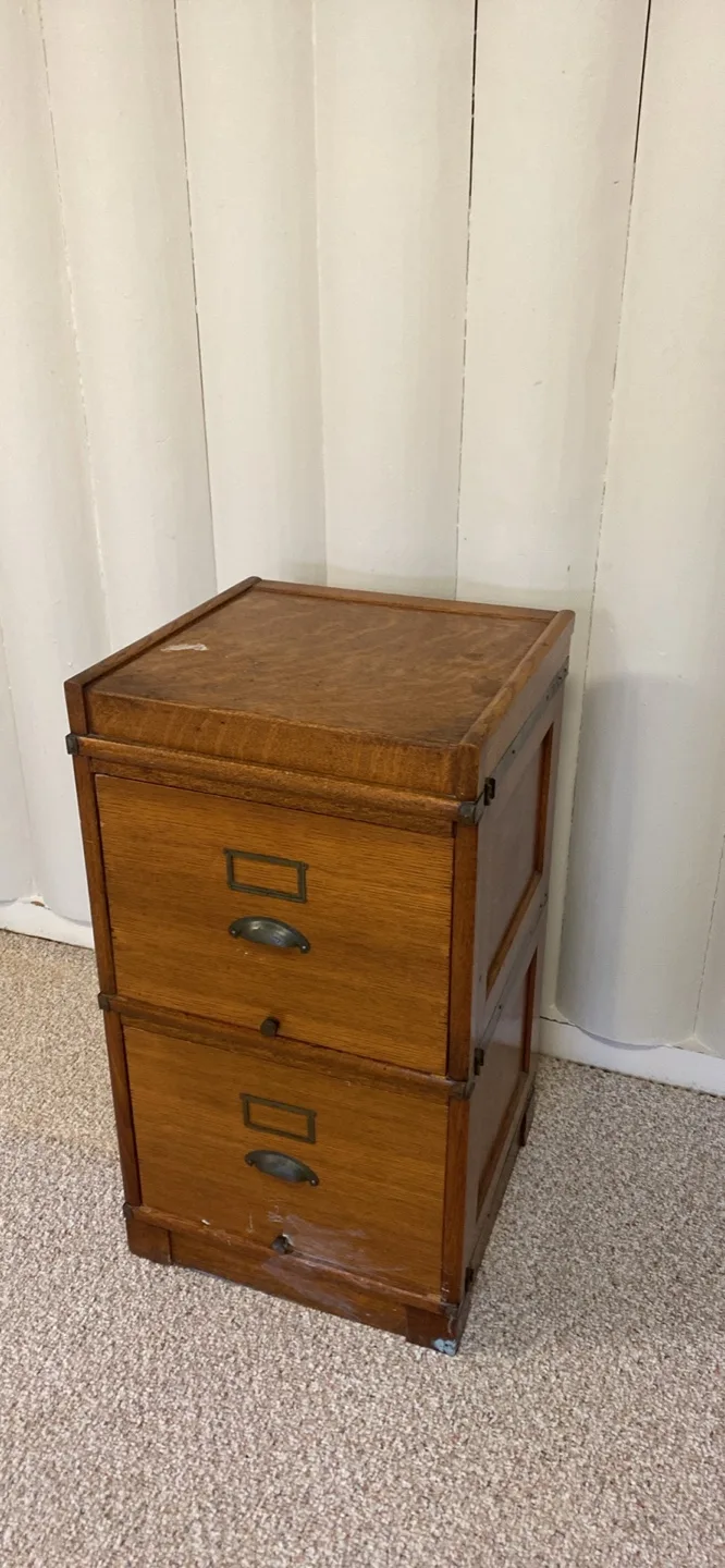 Vintage Oak Two-Drawer Filing Cabinet thumbnail