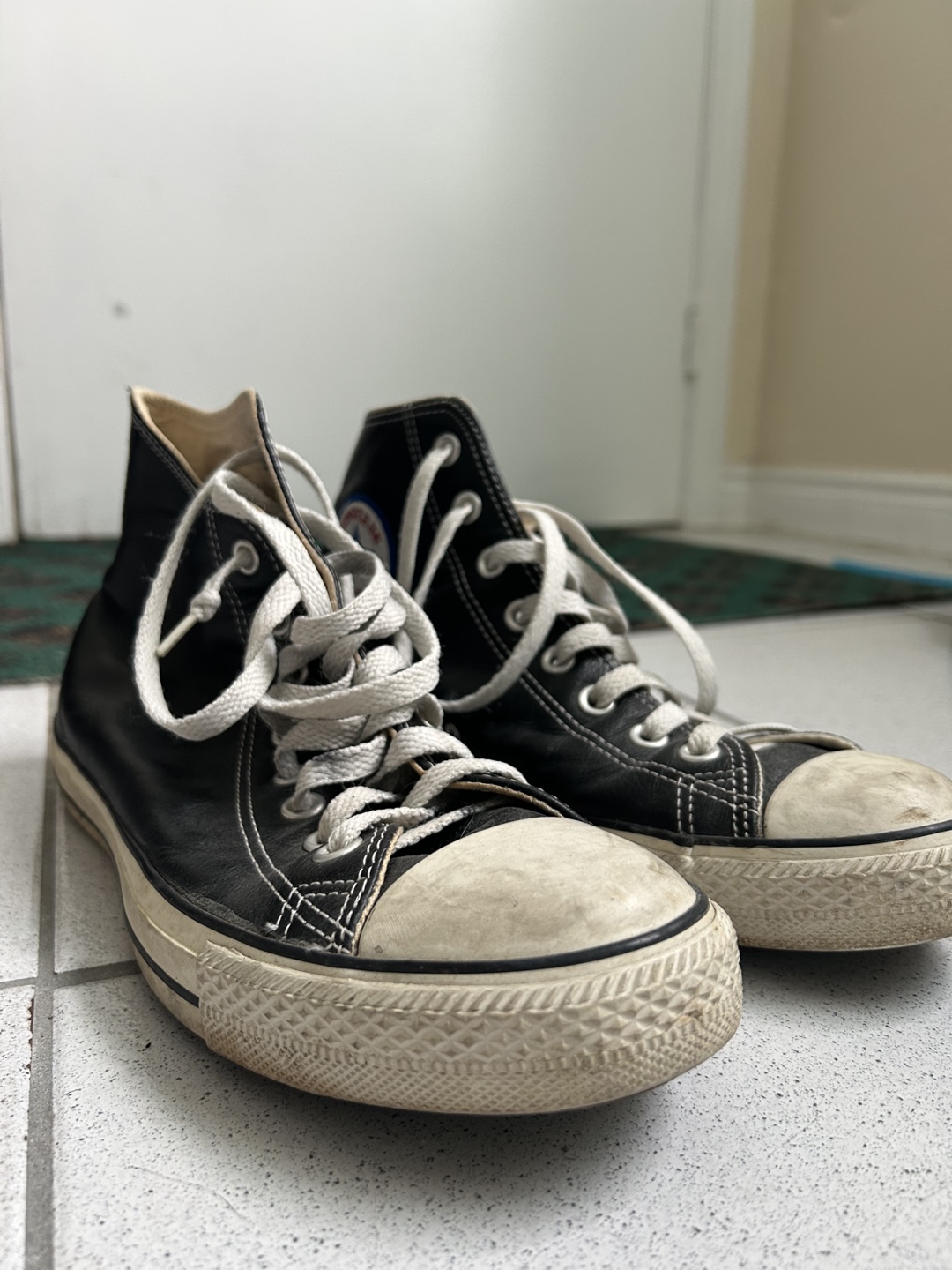 Converse All Star Leather High Tops - Size 8