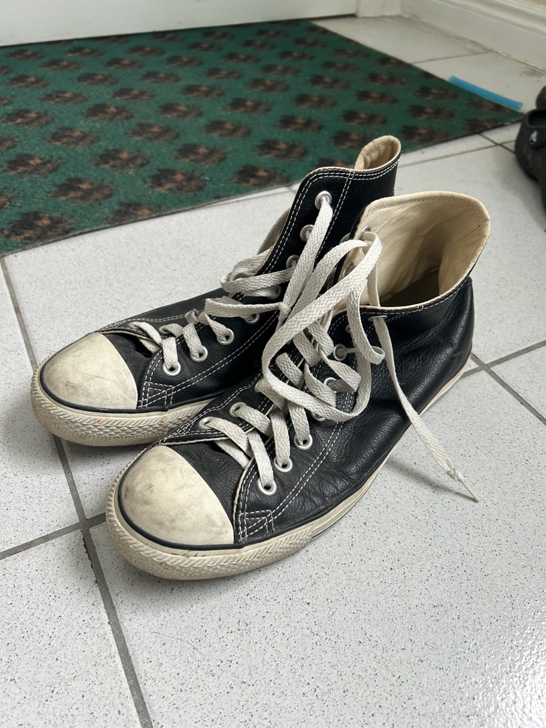 Converse All Star Leather High Tops - Size 8 - photo 3