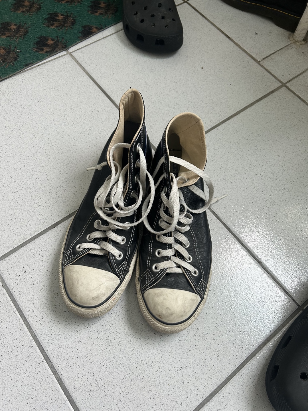 Converse All Star Leather High Tops - Size 8 - photo 4