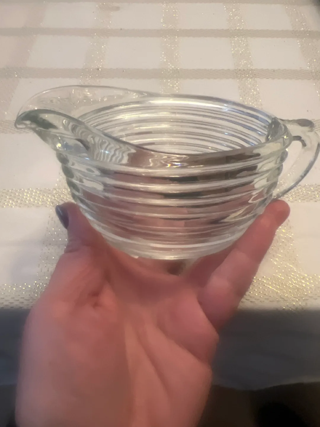 Anchor Hocking Glass Manhattan design Creamer or Pitcher