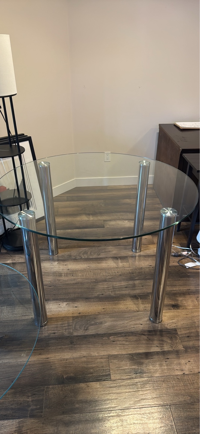 Glass Chrome Oval Dining Table