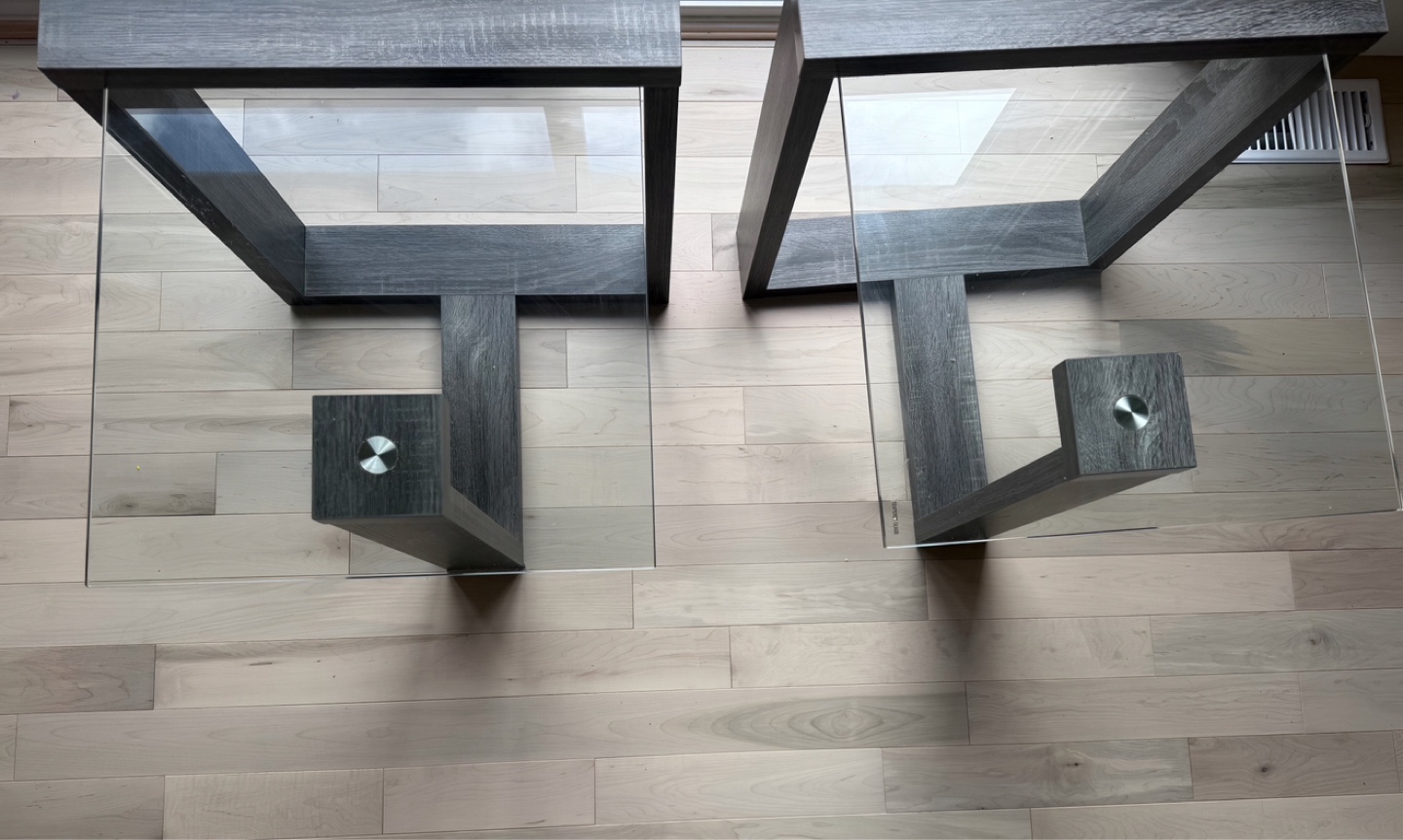 Pair of Modern Glass Top End Tables