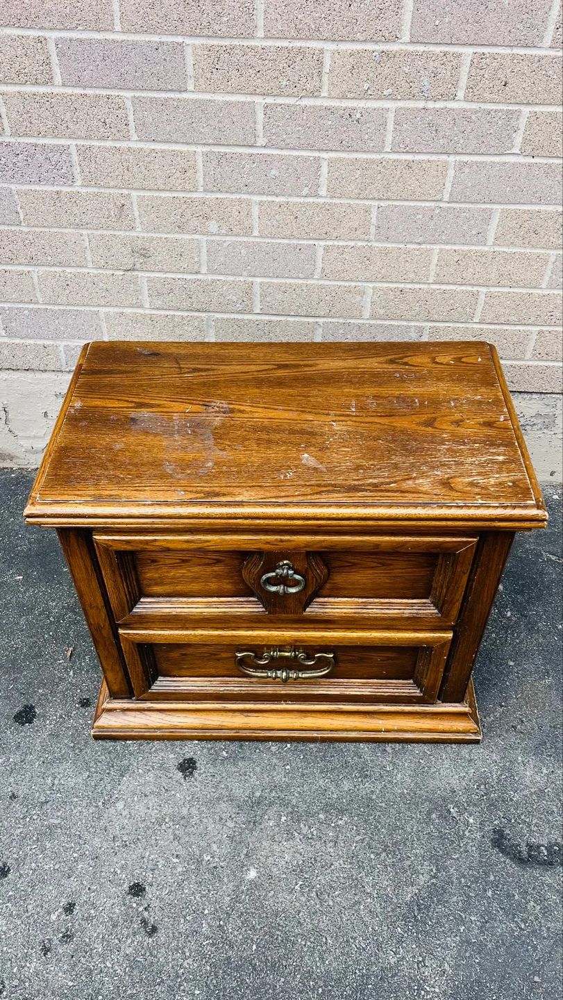 Vintage Wooden Two-Drawer Nightstand image indicator(5)