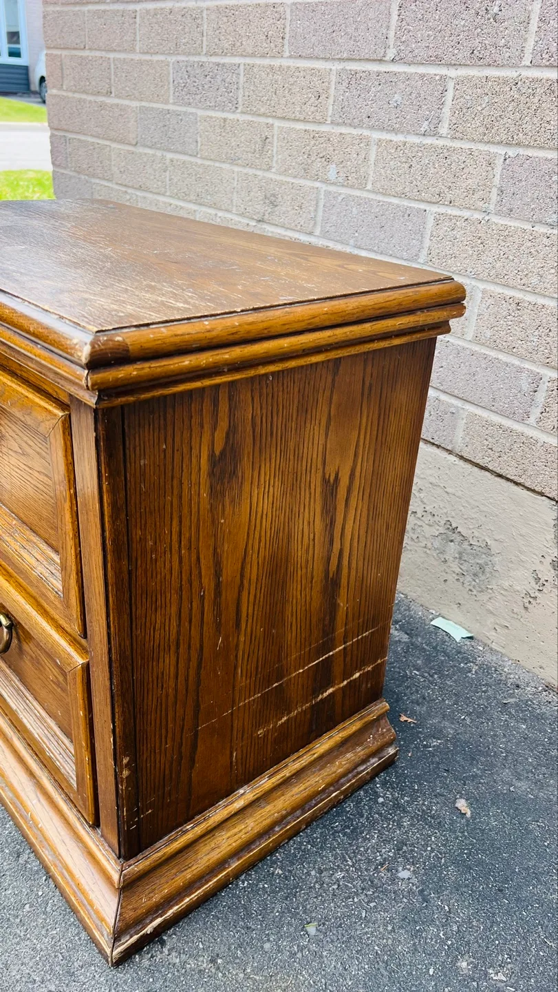 Vintage Wooden Two-Drawer Nightstand image indicator(3)