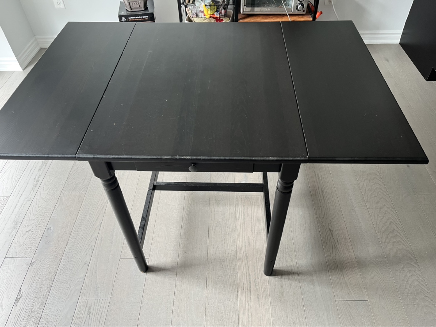 Black Drop-Leaf Table with Drawer - photo 4