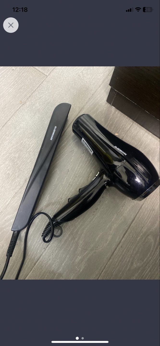 Black Hair Straightener and Hair Dryer Set