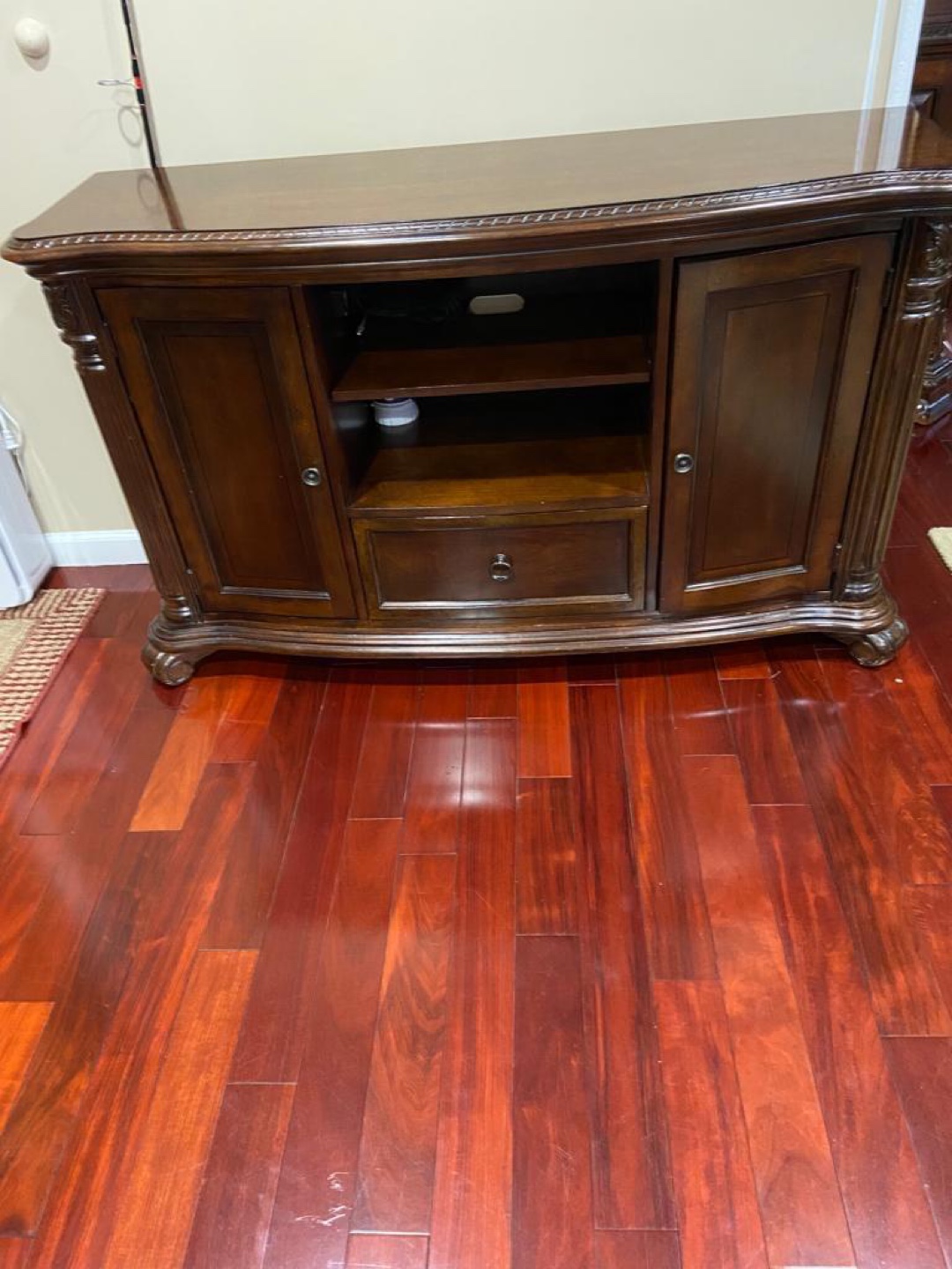 Dark Wood Curved Entertainment Console - photo 3