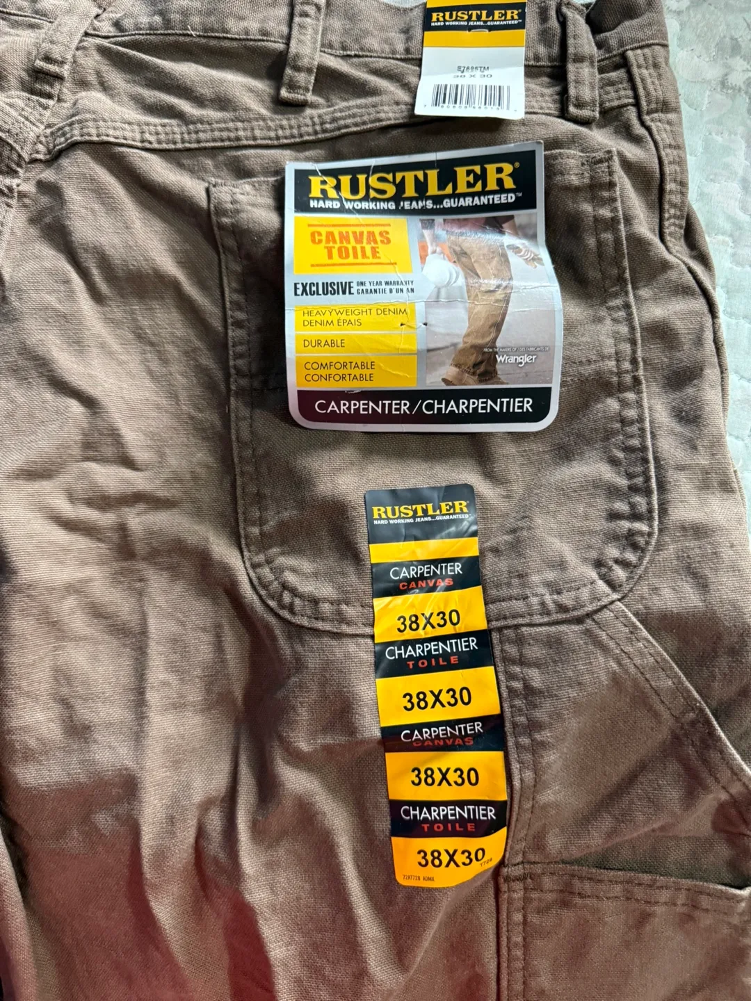 Rustler Men's Canvas Carpenter Jeans - 38x30 thumbnail