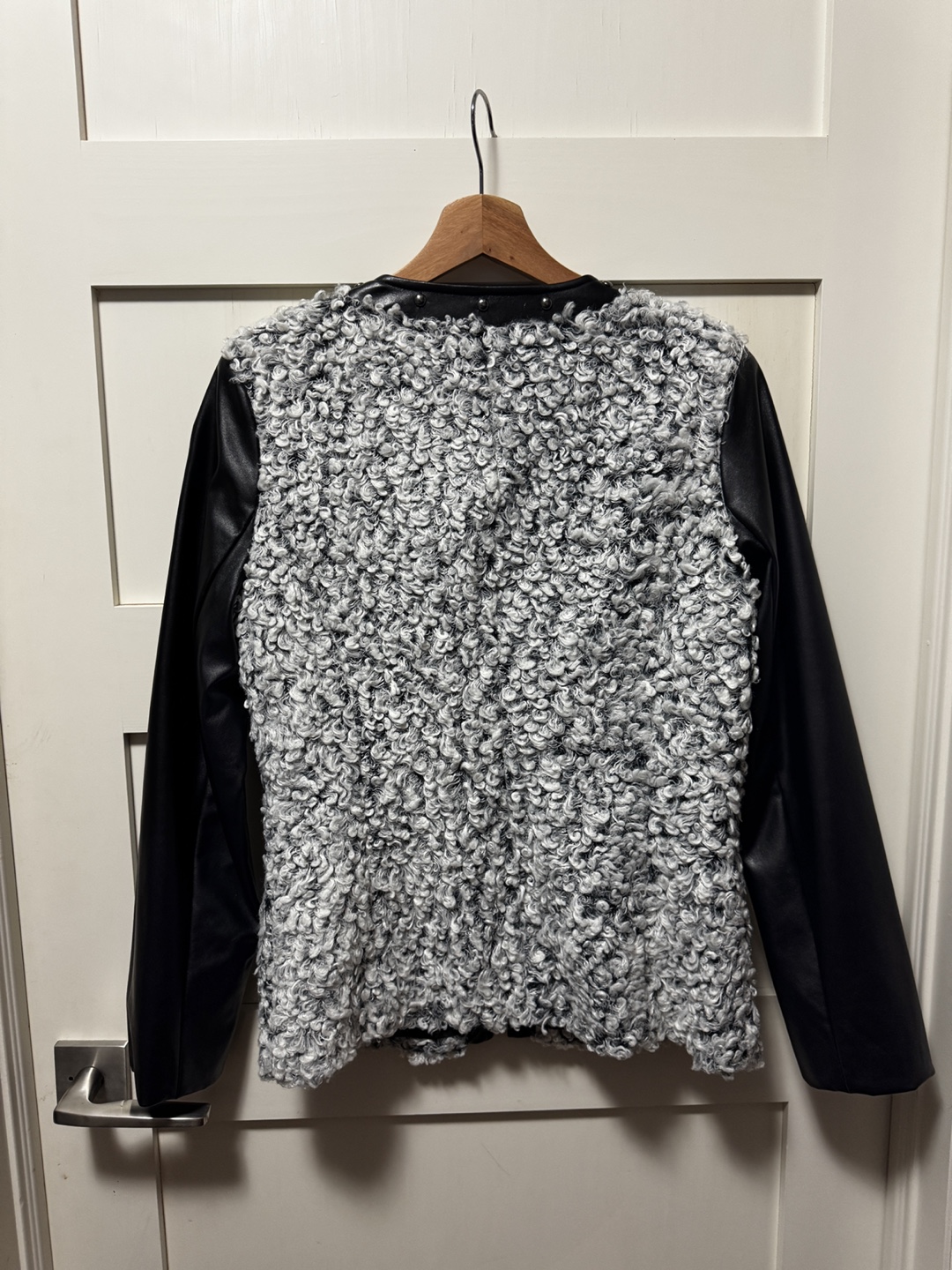 Mishca Women's Textured Black and Gray Faux Leather Jacket - photo 3