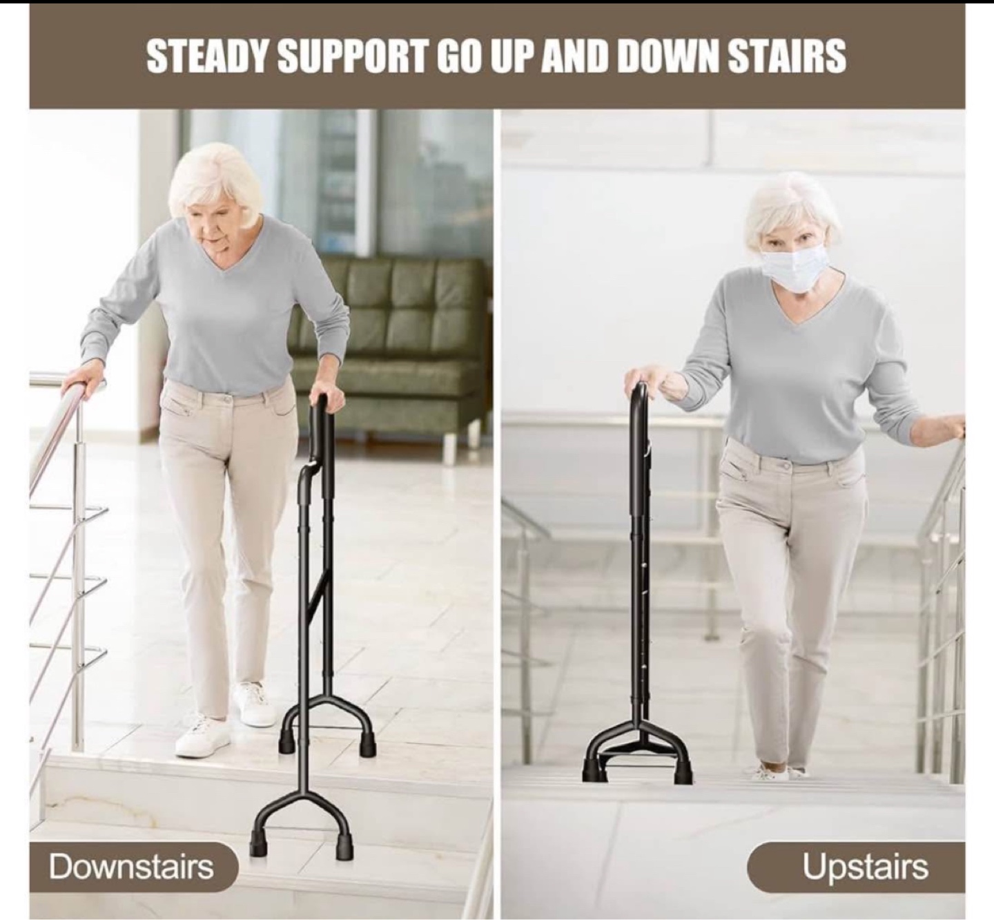 Stair Assist Cane - Adjustable Height