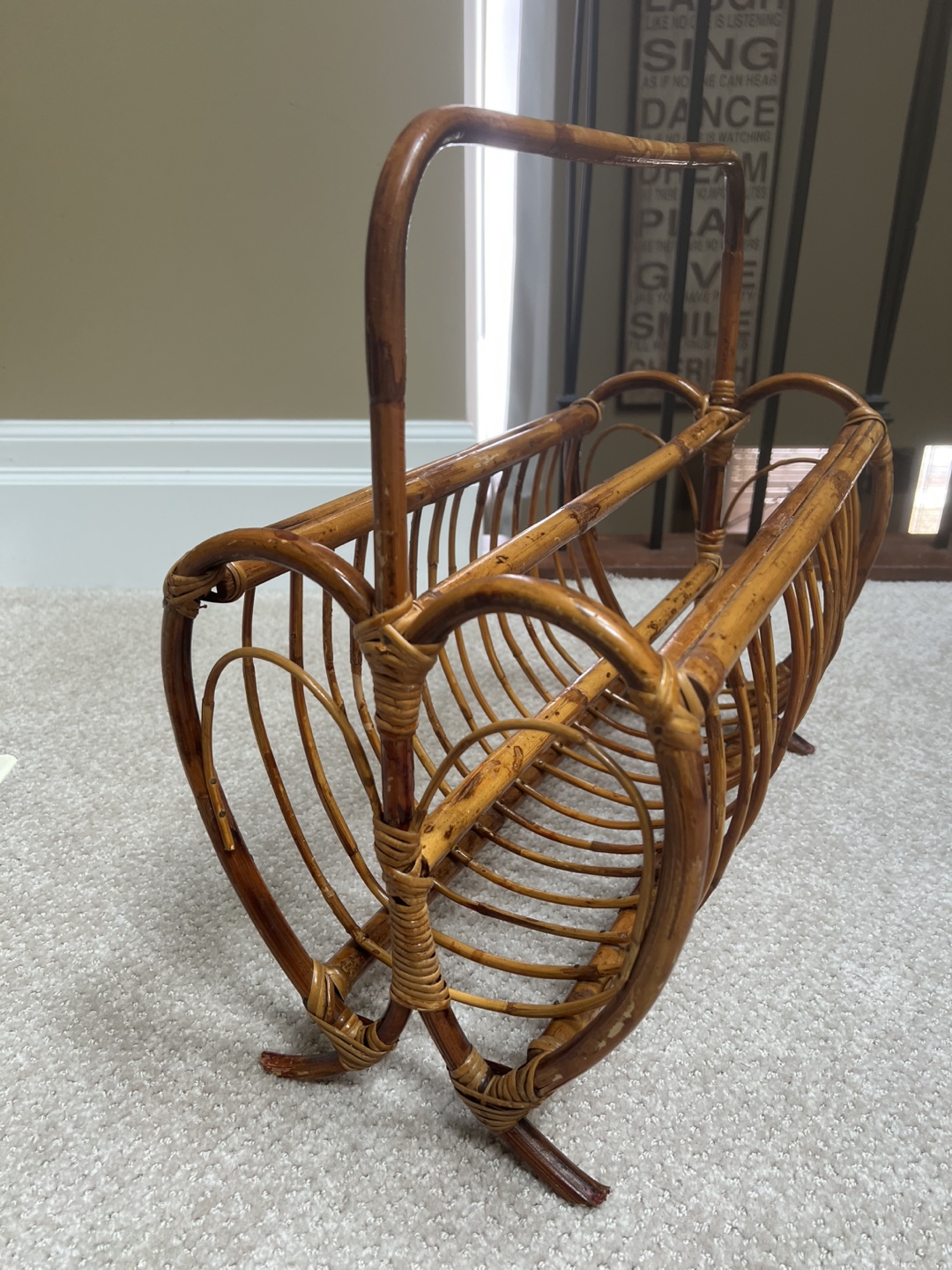 Vintage Rattan Magazine Rack - photo 5