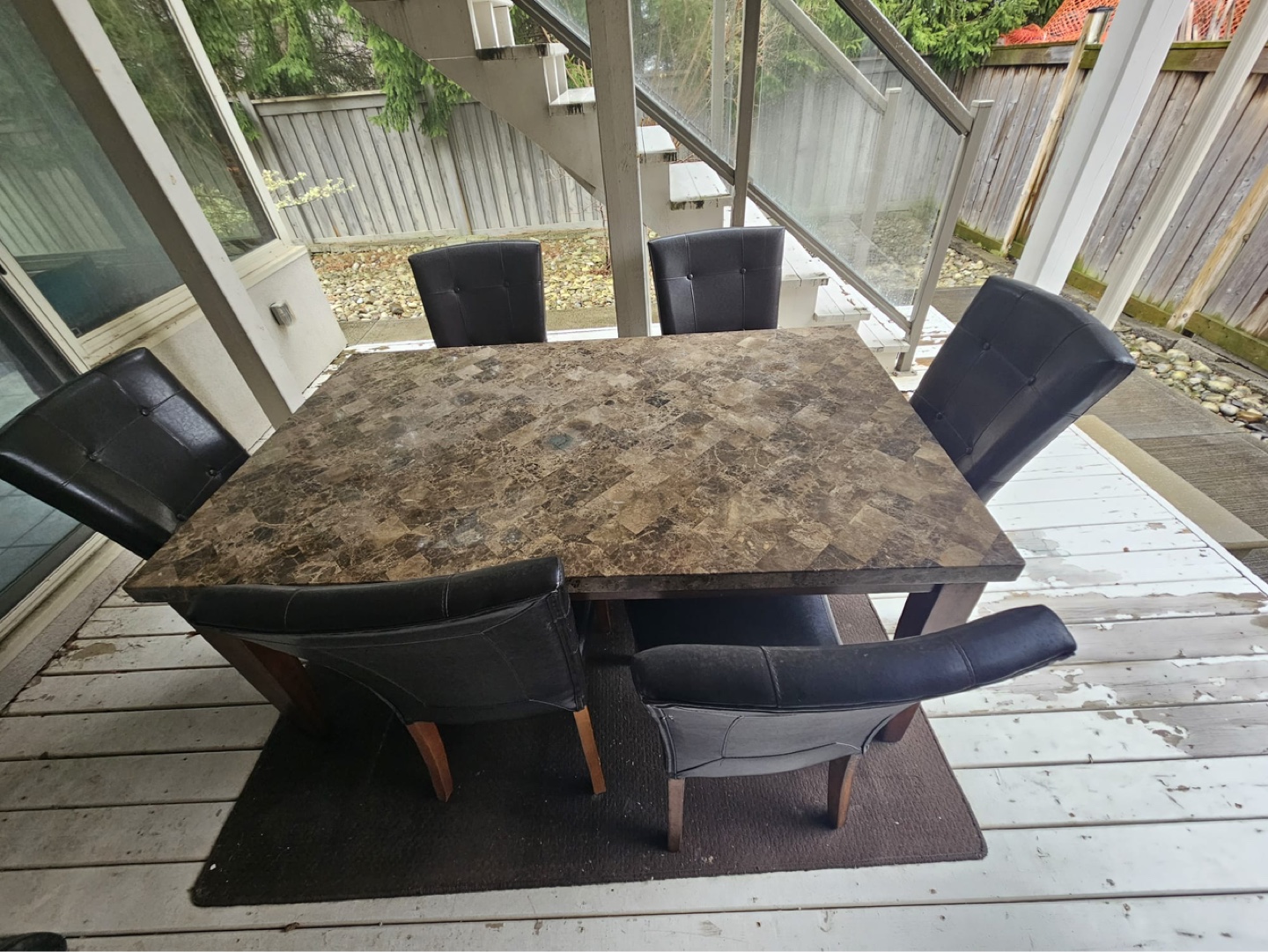 6-Piece Dining Set with Marble Top Table