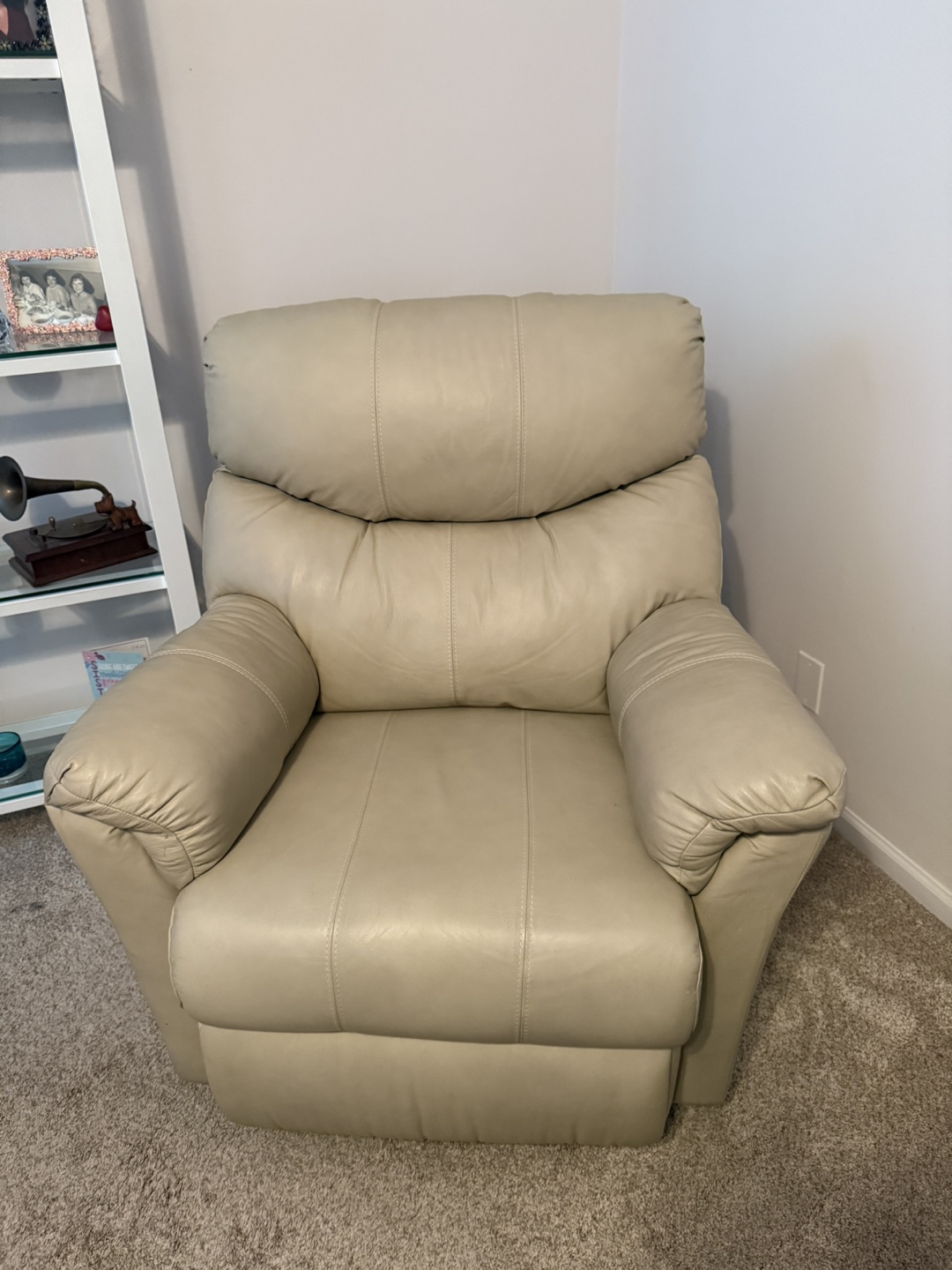 Beige Leather Recliner
