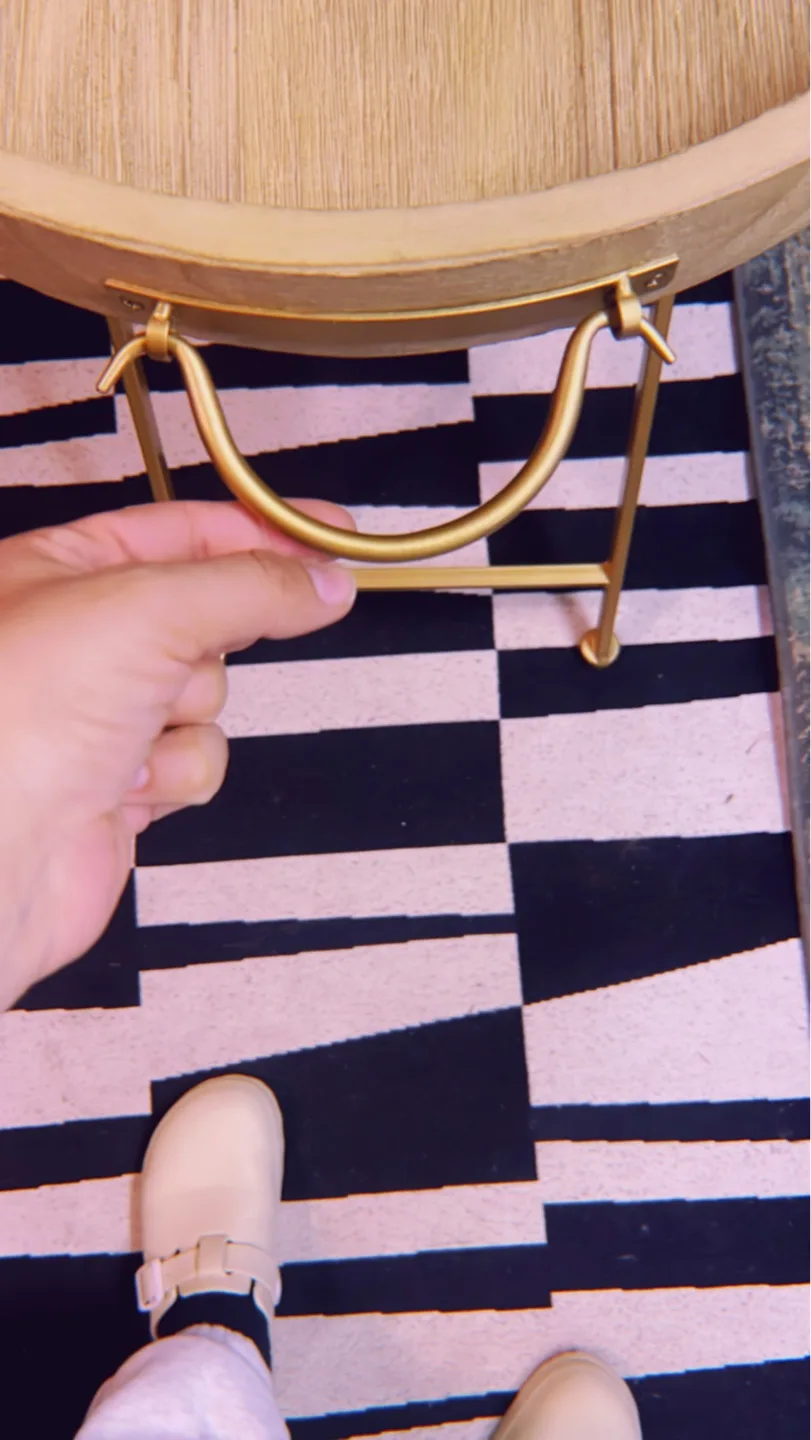 Gold Metal and Wood Serving Tray Table image indicator(2)