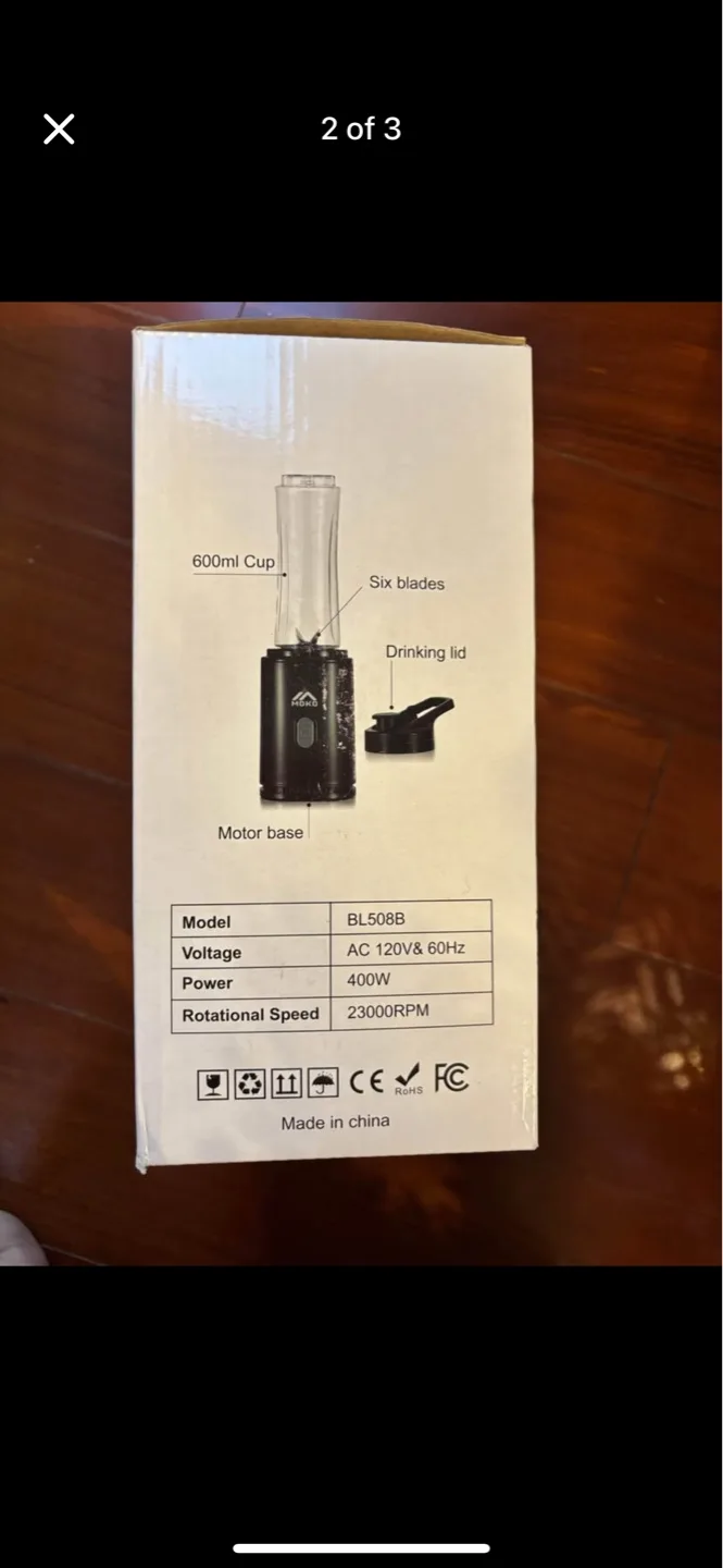 MOKO Portable Blender - 400W, 6 Blades, 600ml image indicator(2)