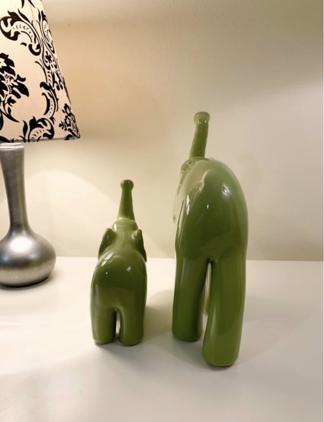 Adorable Green Ceramic Elephant Figurines Set of Two - photo 4