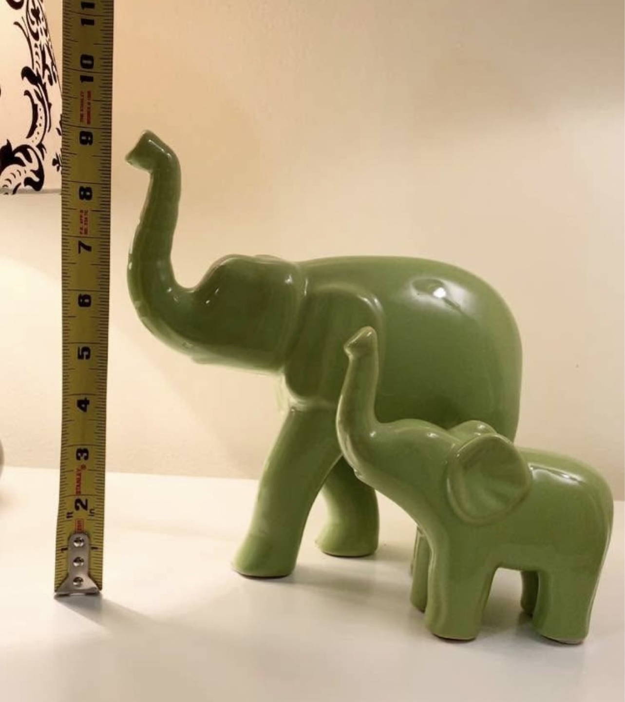 Adorable Green Ceramic Elephant Figurines Set of Two - photo 5
