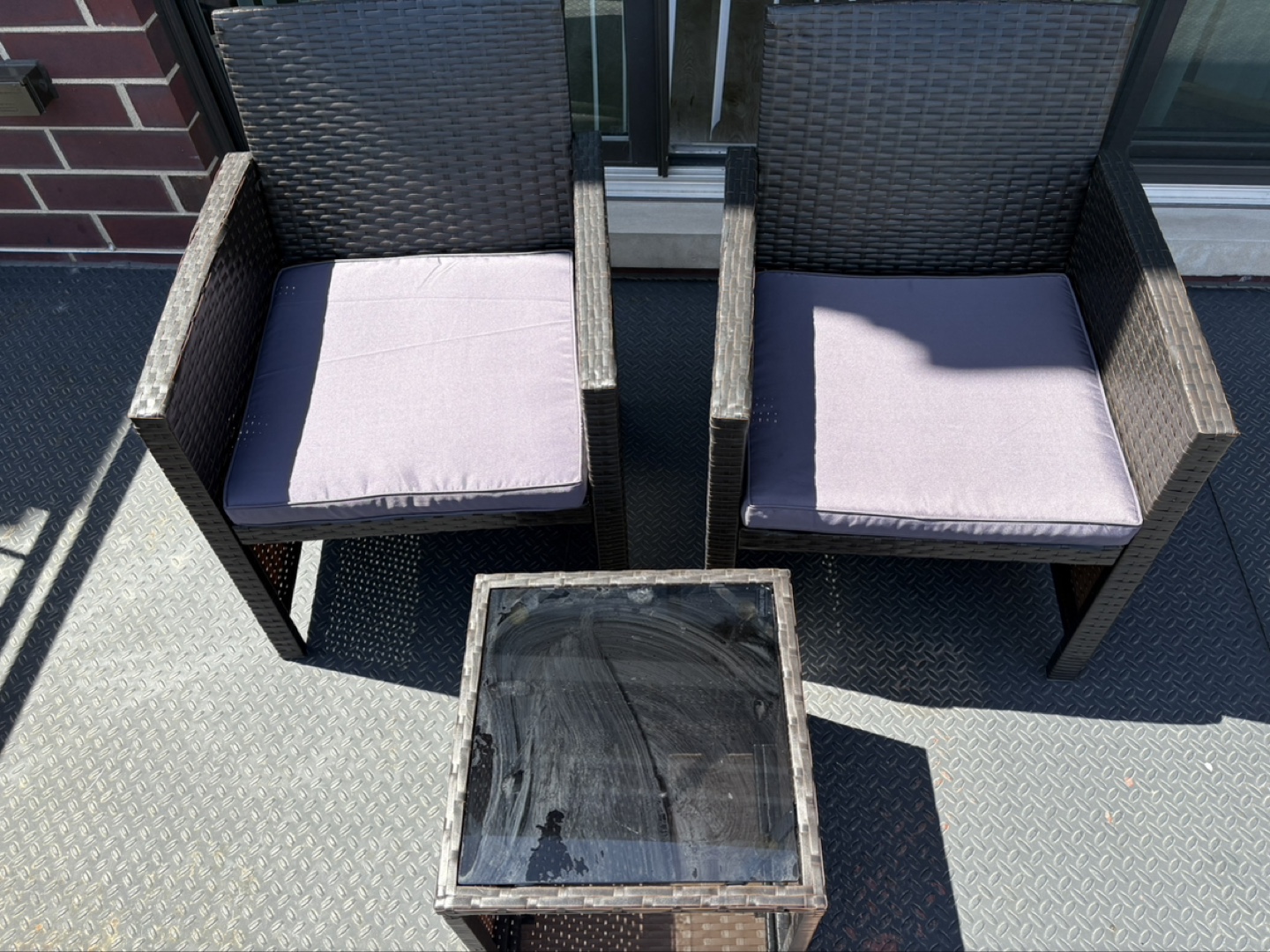 Outdoor Patio Conversation Set: 2 Chairs & Table