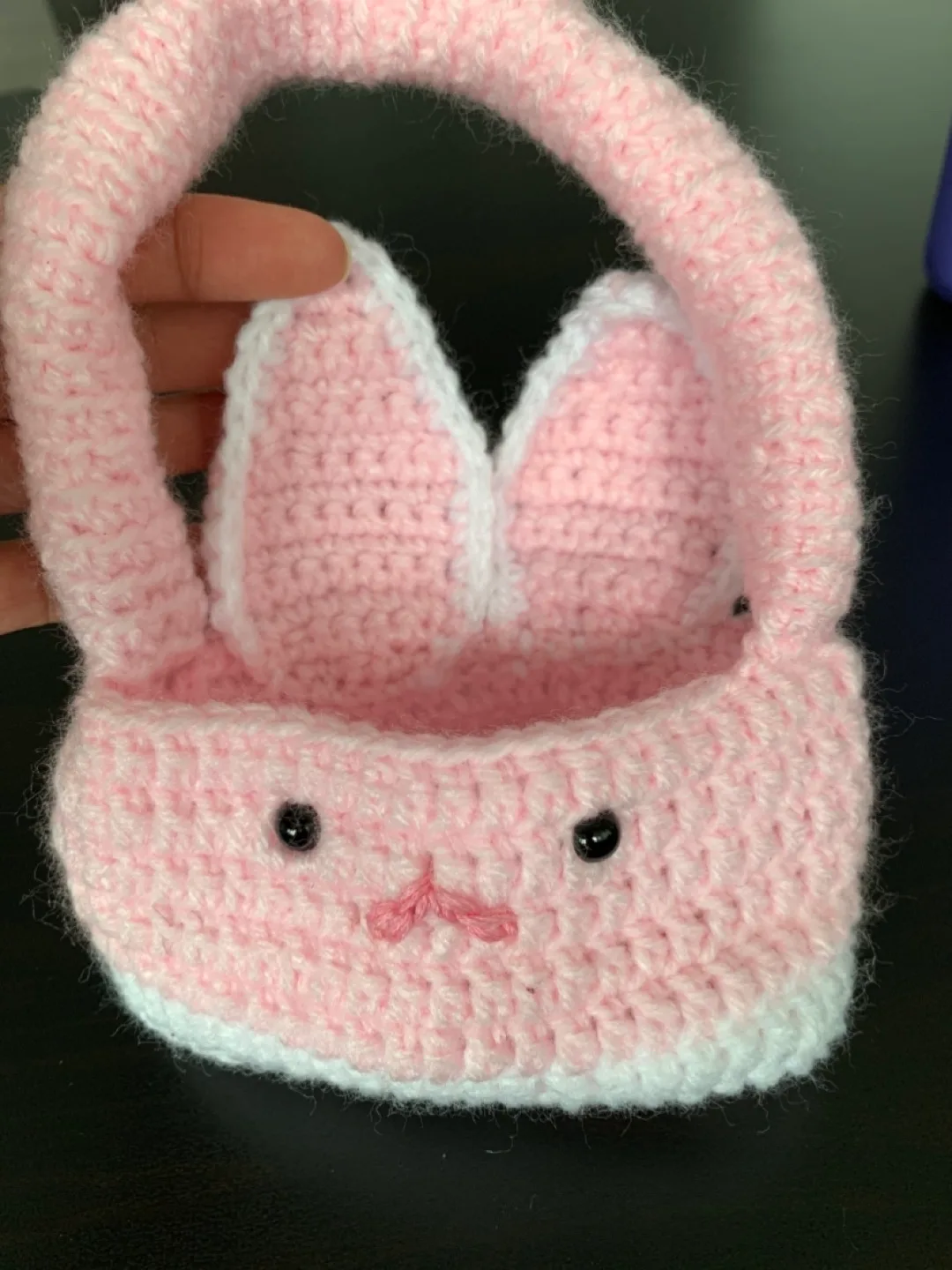 Adorable Handmade Crochet Bunny Easter Basket thumbnail
