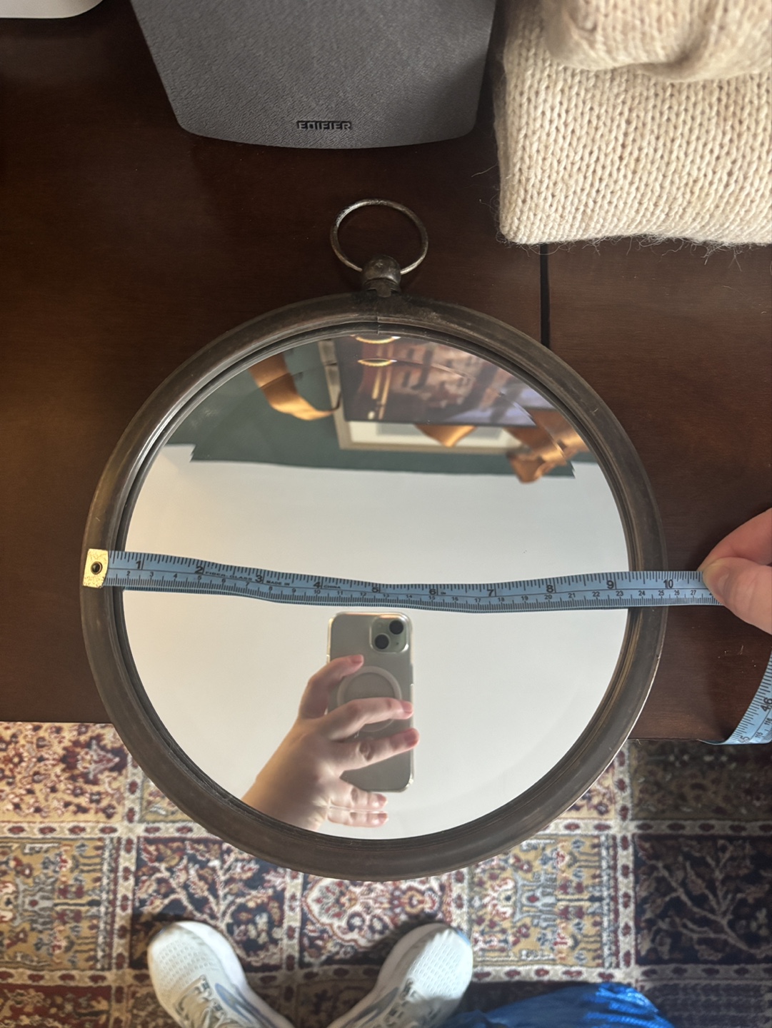 Round Antique-Style Metal Wall Mirror - photo 2