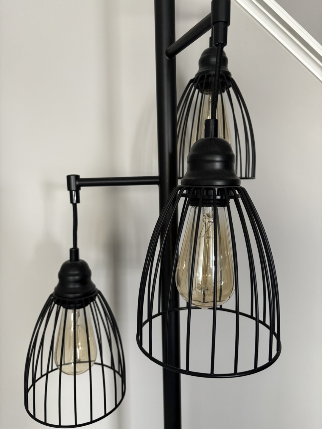 Black 3-Light Floor Lamp with Cage Shades - photo 2