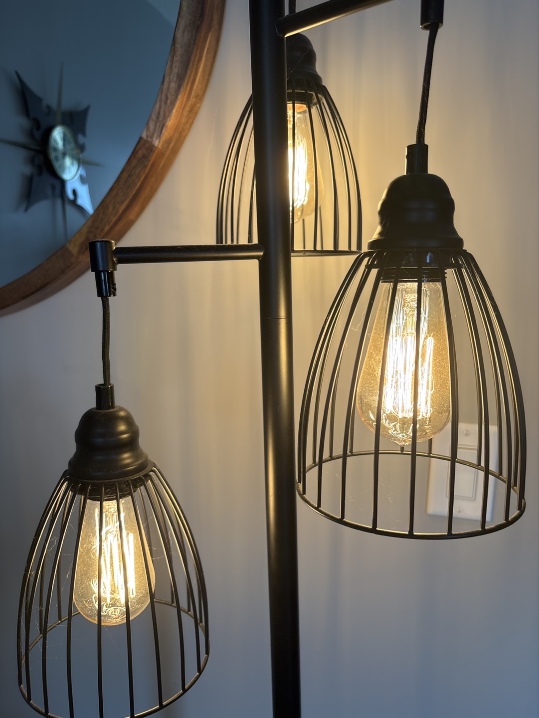 Black 3-Light Floor Lamp with Cage Shades - photo 4