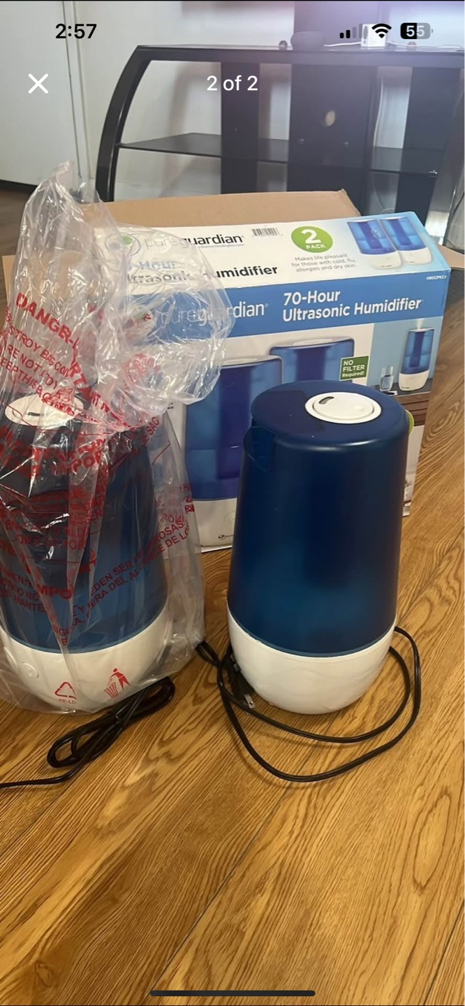 New Honeywell Guardian 70-Hour Ultrasonic Humidifier - 2 Pack