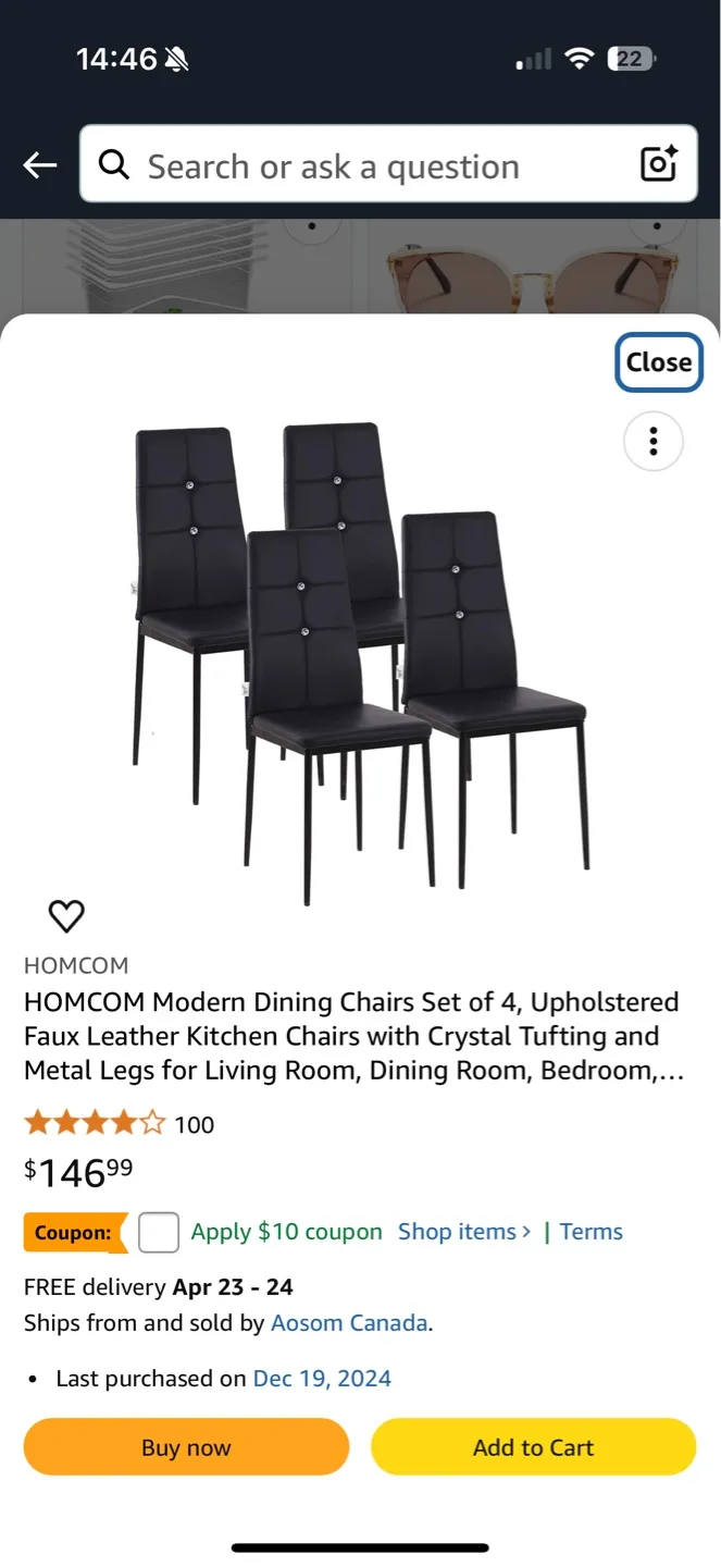 HOMCOM Modern Dining Chairs - Set of 4 thumbnail