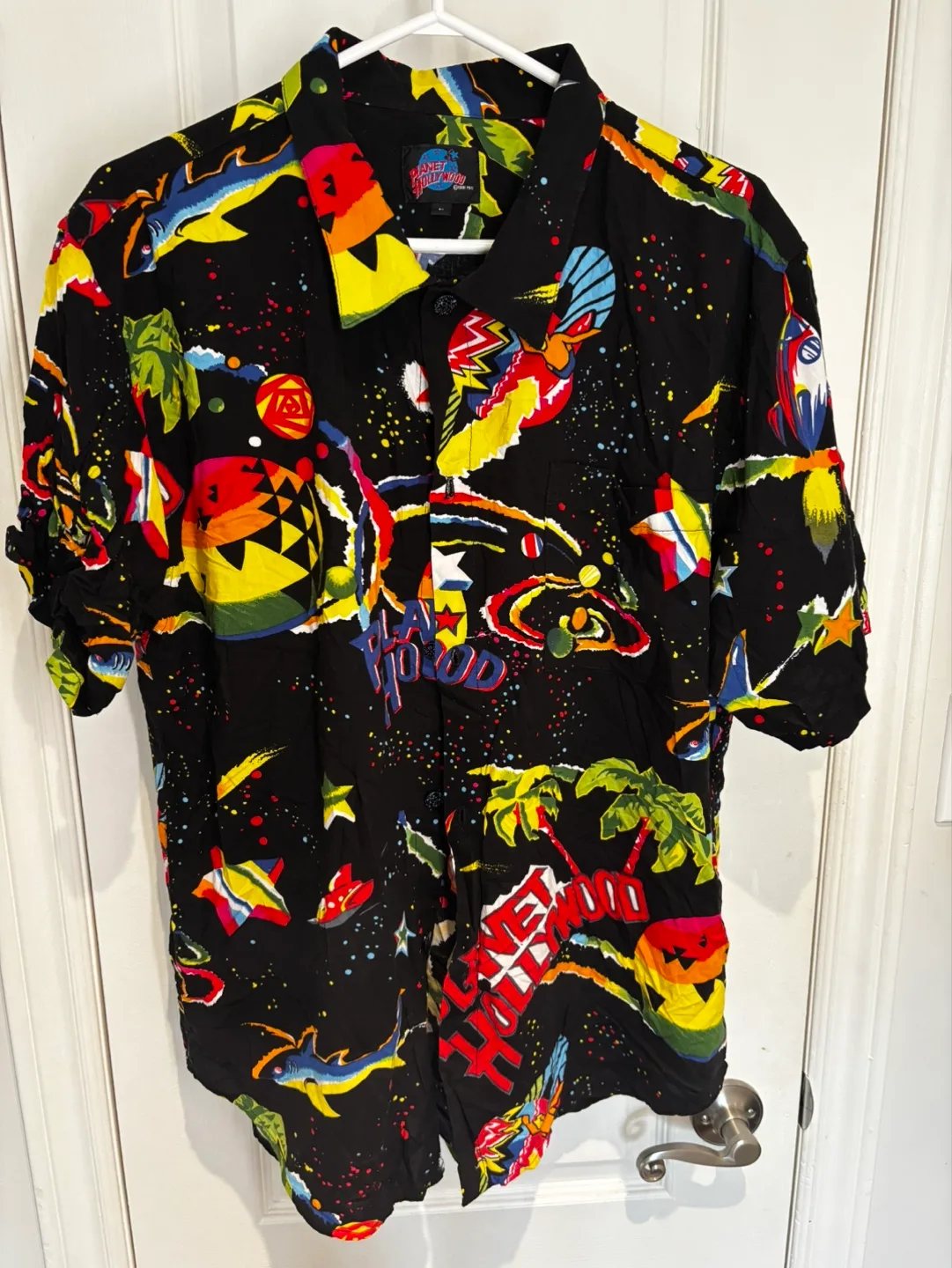 Vintage Planet Hollywood Hawaiian Shirt Men's L Circa 1991 thumbnail
