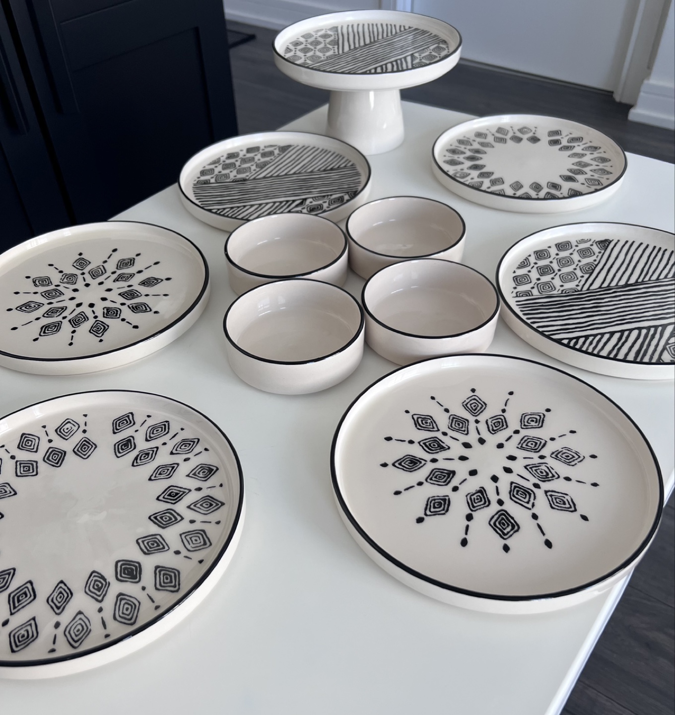 Modern Ceramic Serving Set - Black and White Pattern - photo 3