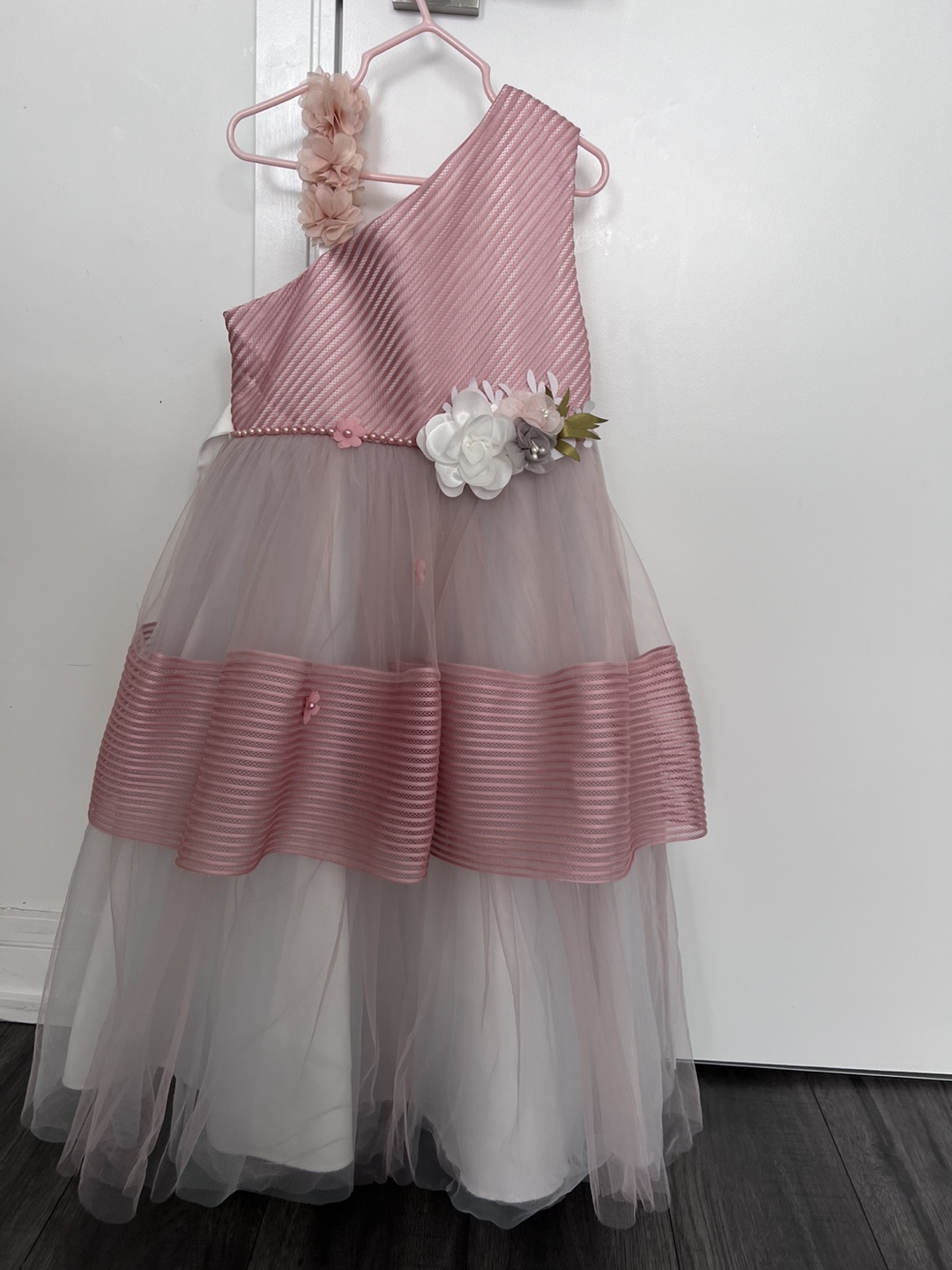 Blink Blank Girls' Pink One-Shoulder Flower Girl Dress Size 110 - photo 2