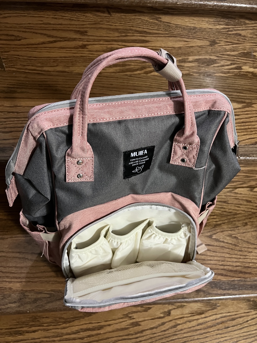 MUIFA Diaper Bag Backpack - Pink and Grey - photo 3