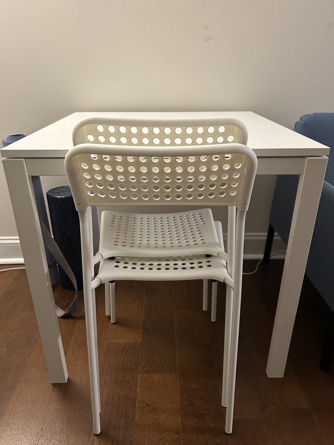 IKEA White Table and Two Chairs Set - photo 2