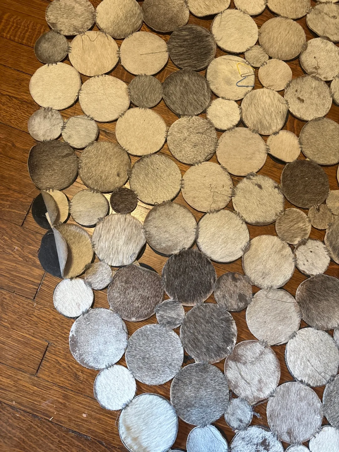 Round Hair-on-Hide Patchwork Rug image indicator(3)