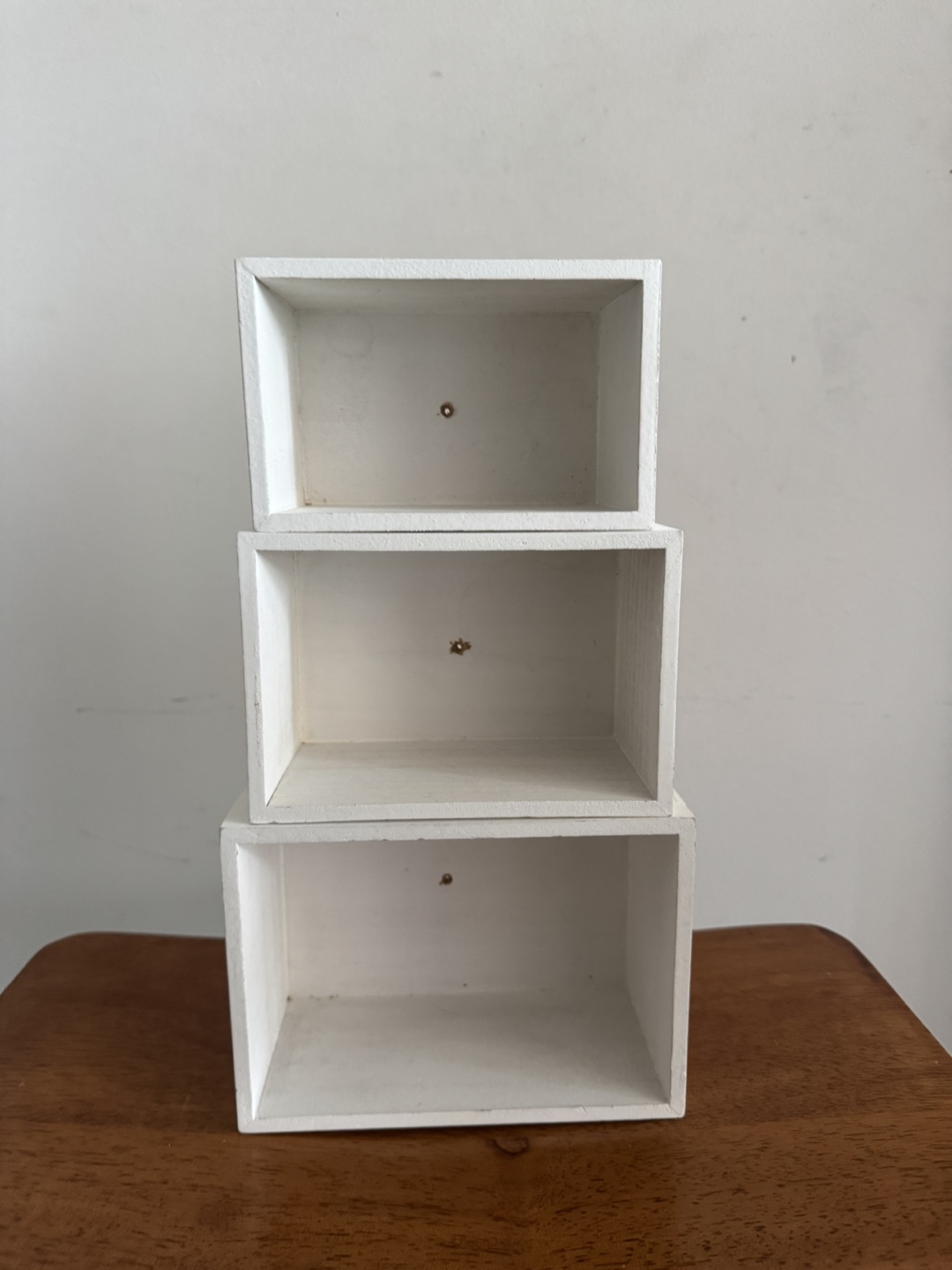 Set of 3 White Wooden Stackable Boxes