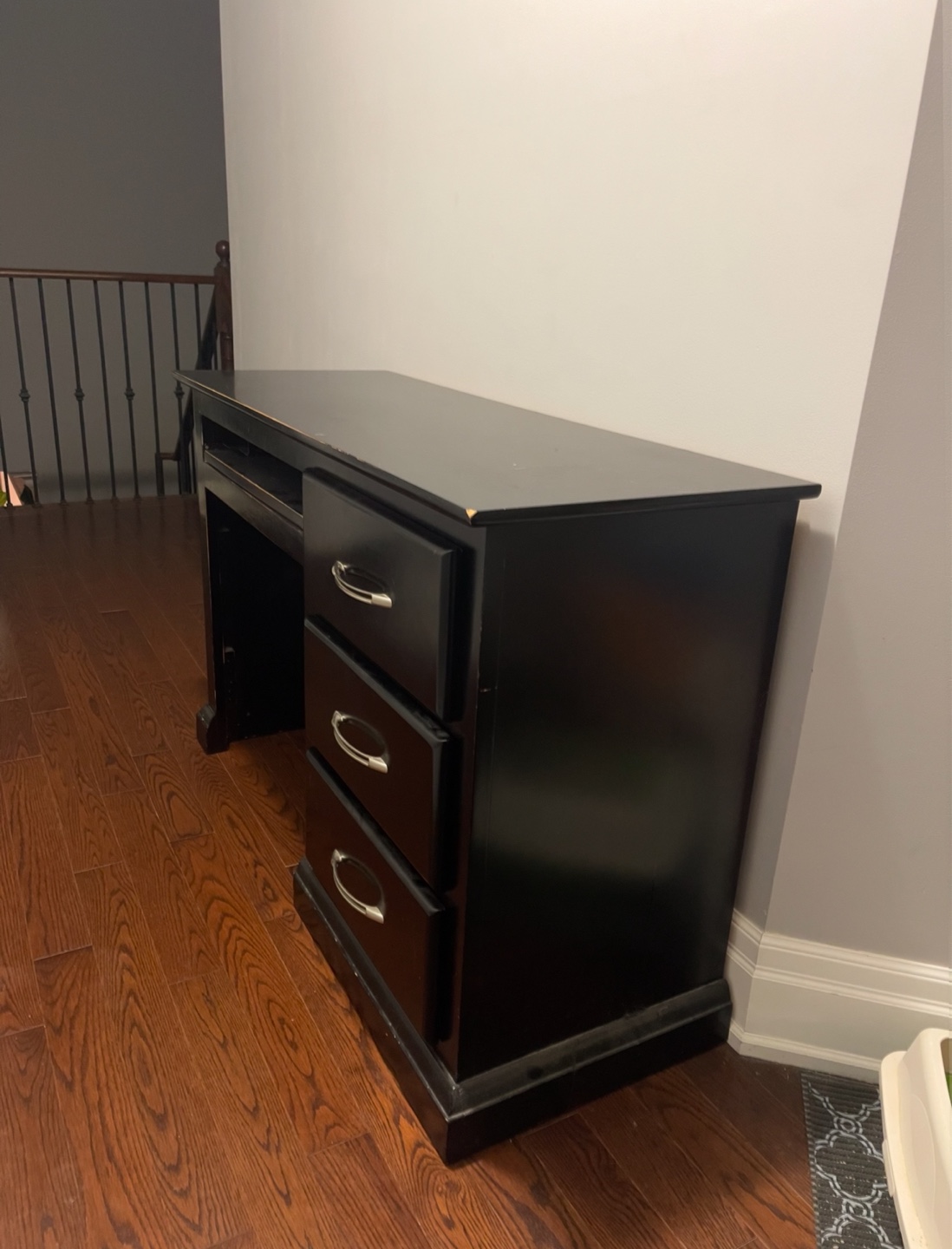 Black Computer Desk with Three Drawers - photo 3